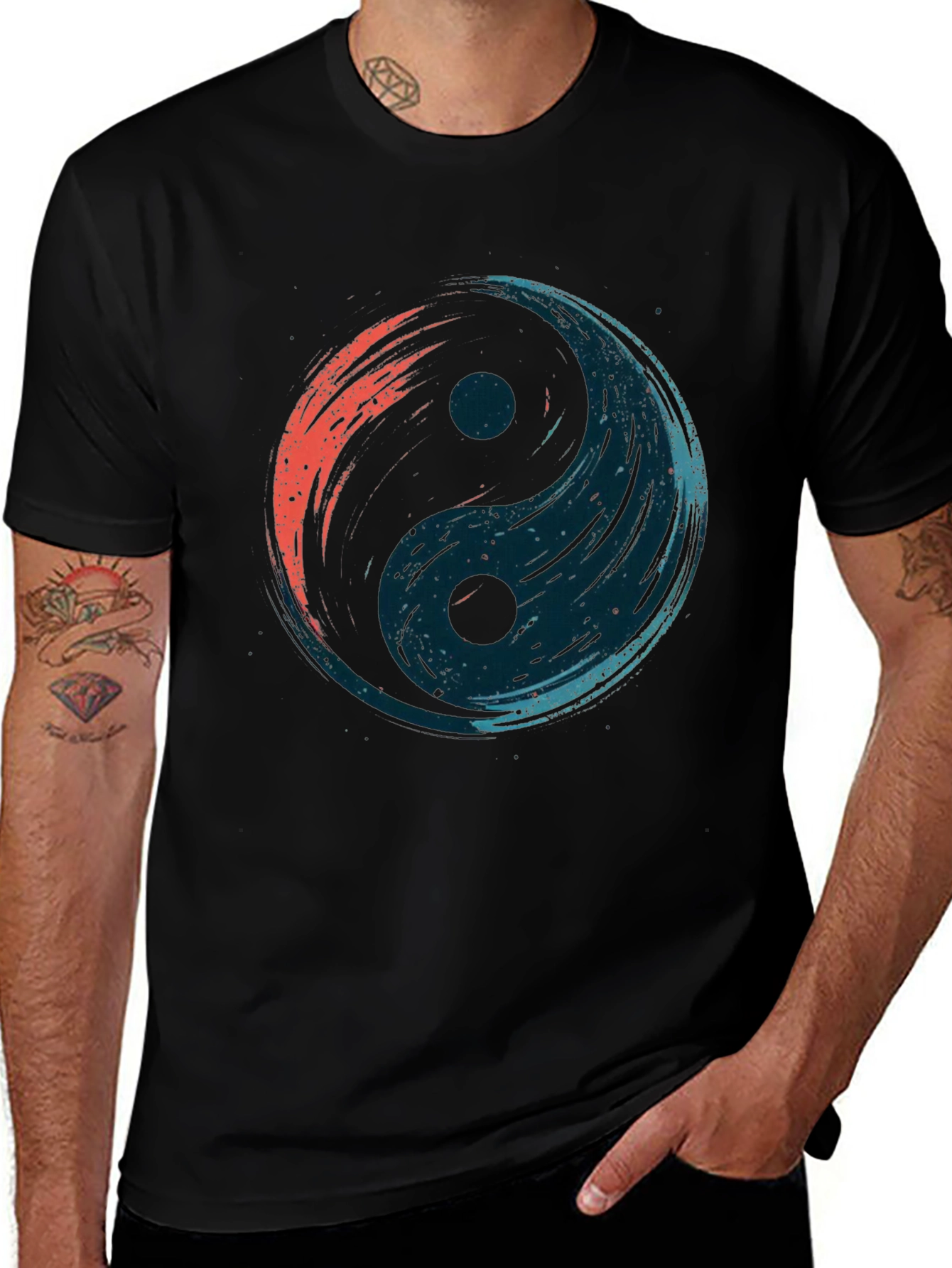 Yin Yang Graphic Tee - Black Cotton T-Shirt