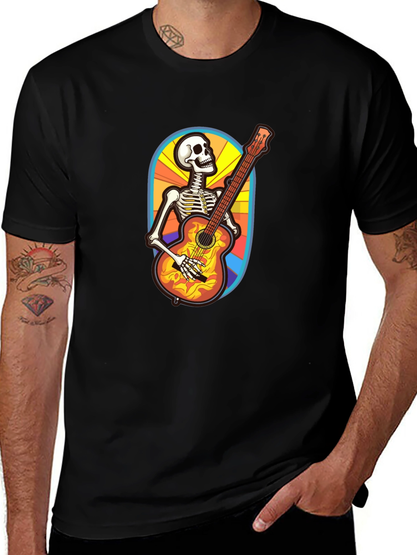 Variant 16 of Skeleton Guitarist Graphic Tee - Black