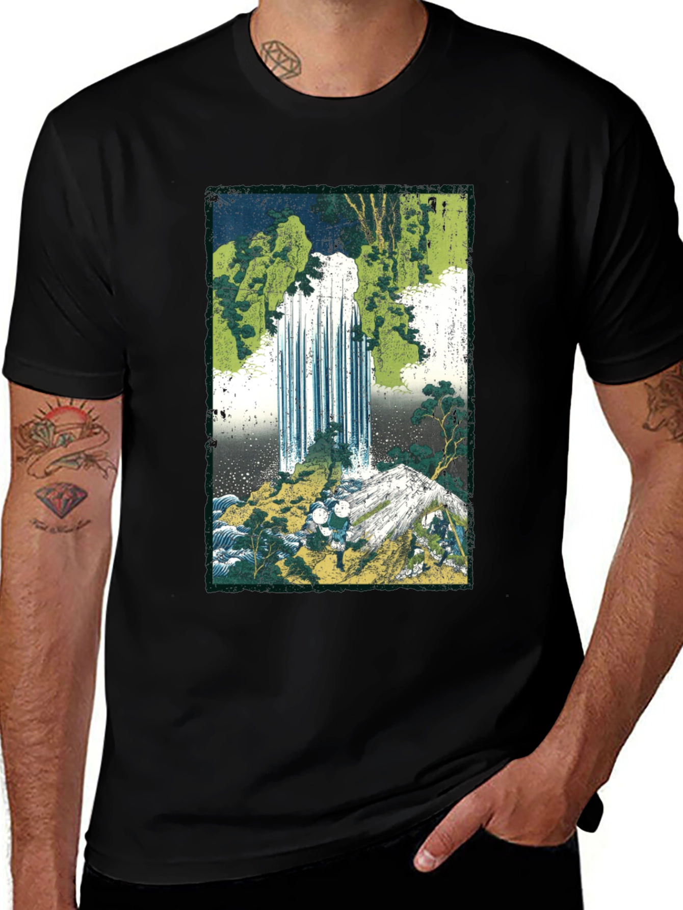 Variant 23 of Waterfall Graphic Tee - Nature Art Print