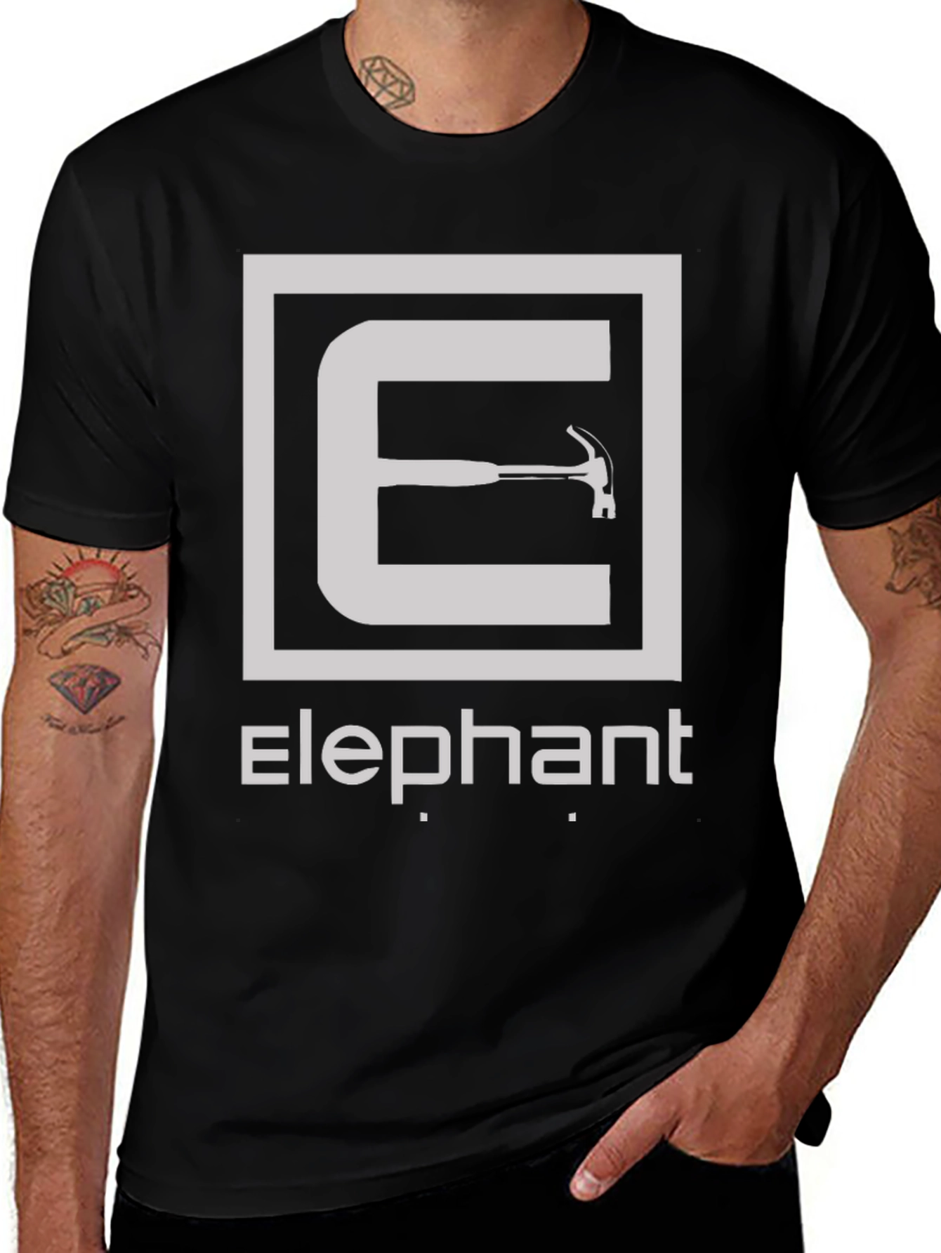 Variant 4 of Elephant Hammer T-Shirt - Black Graphic Tee