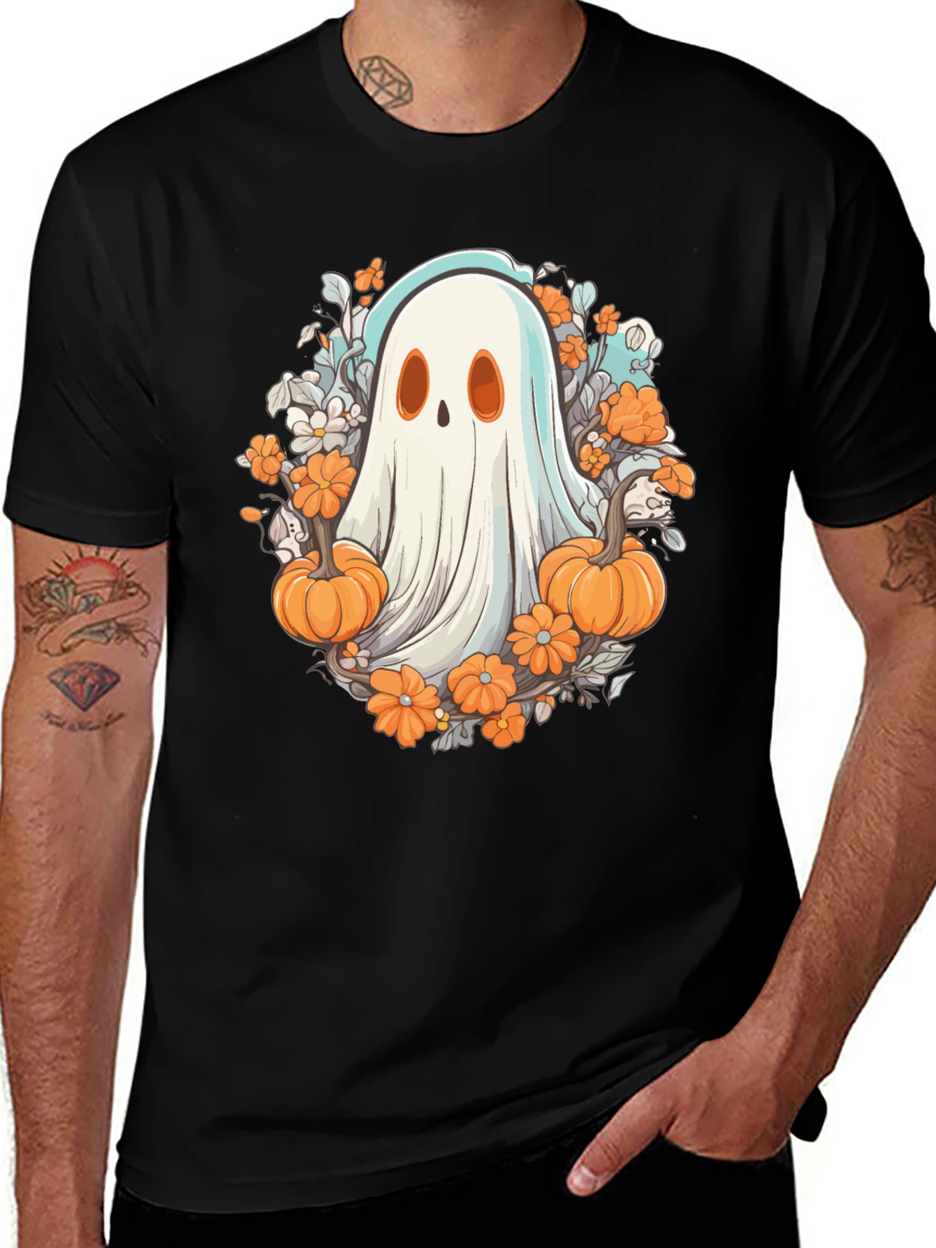 Ghost & Pumpkin Graphic Tee - Halloween Style