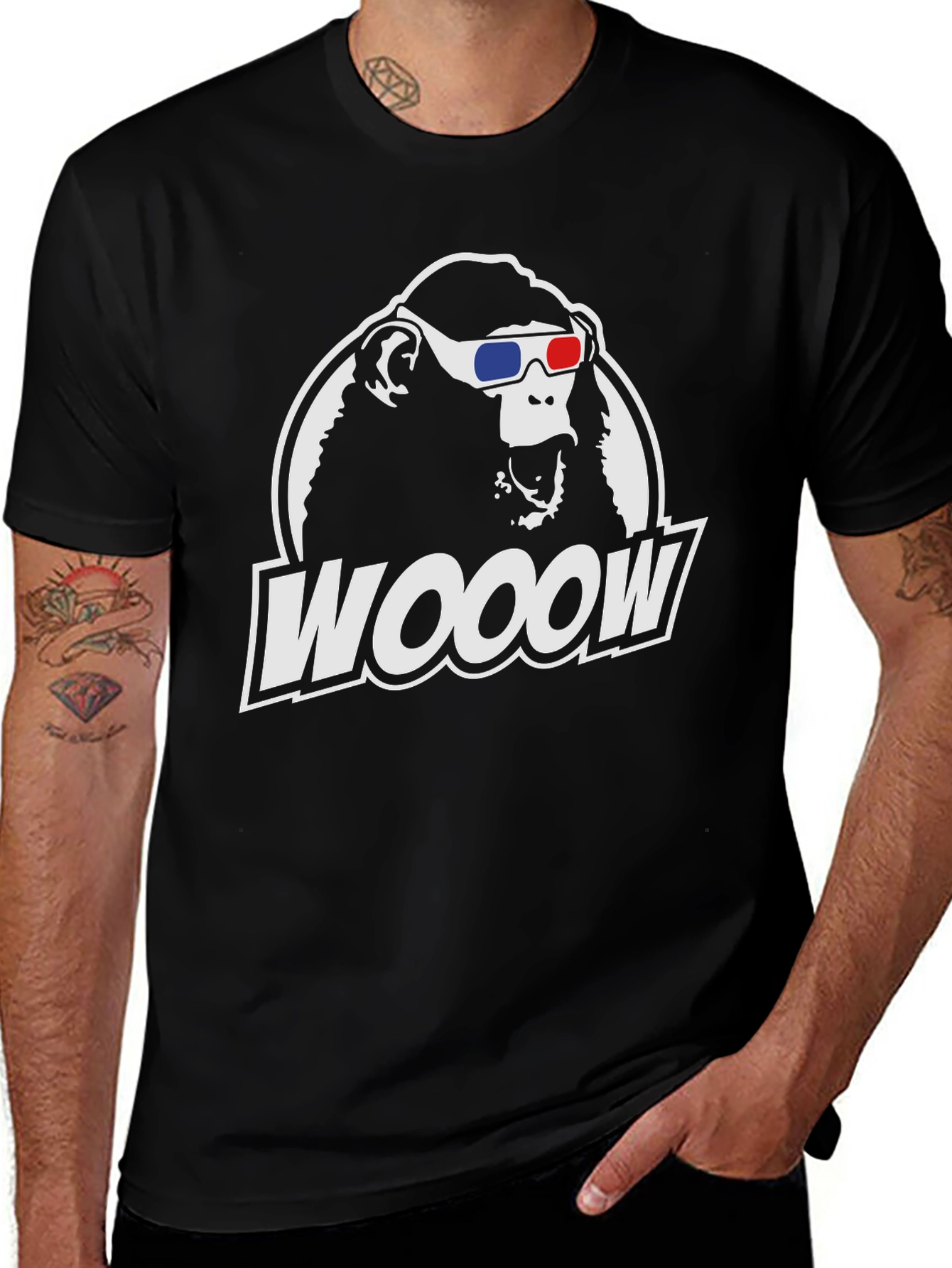 Variant 6 of Woooow 3D Glasses Monkey Graphic T-Shirt
