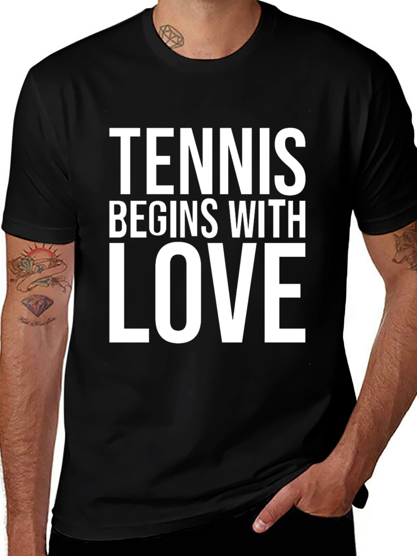 Variant 19 of Tennis Begins With Love Black T-Shirt