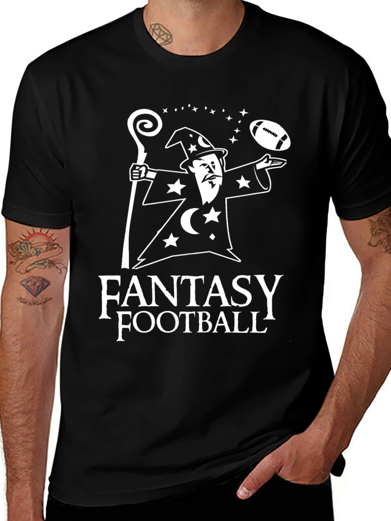 Variant 25 of Fantasy Football Wizard Graphic T-Shirt - Black