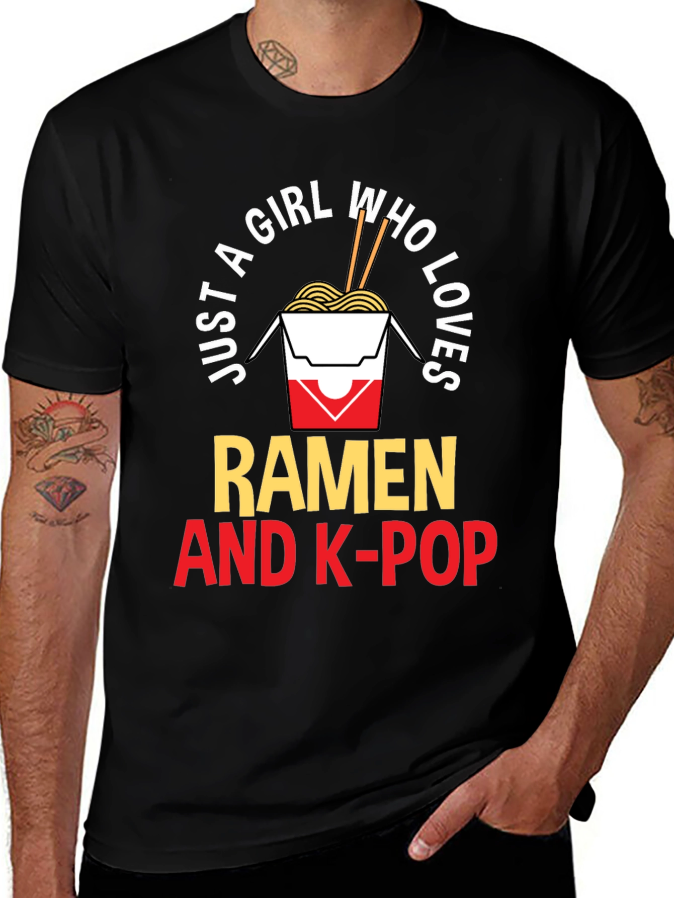 Ramen & K-Pop Graphic Tee - Just a Girl Who Loves...