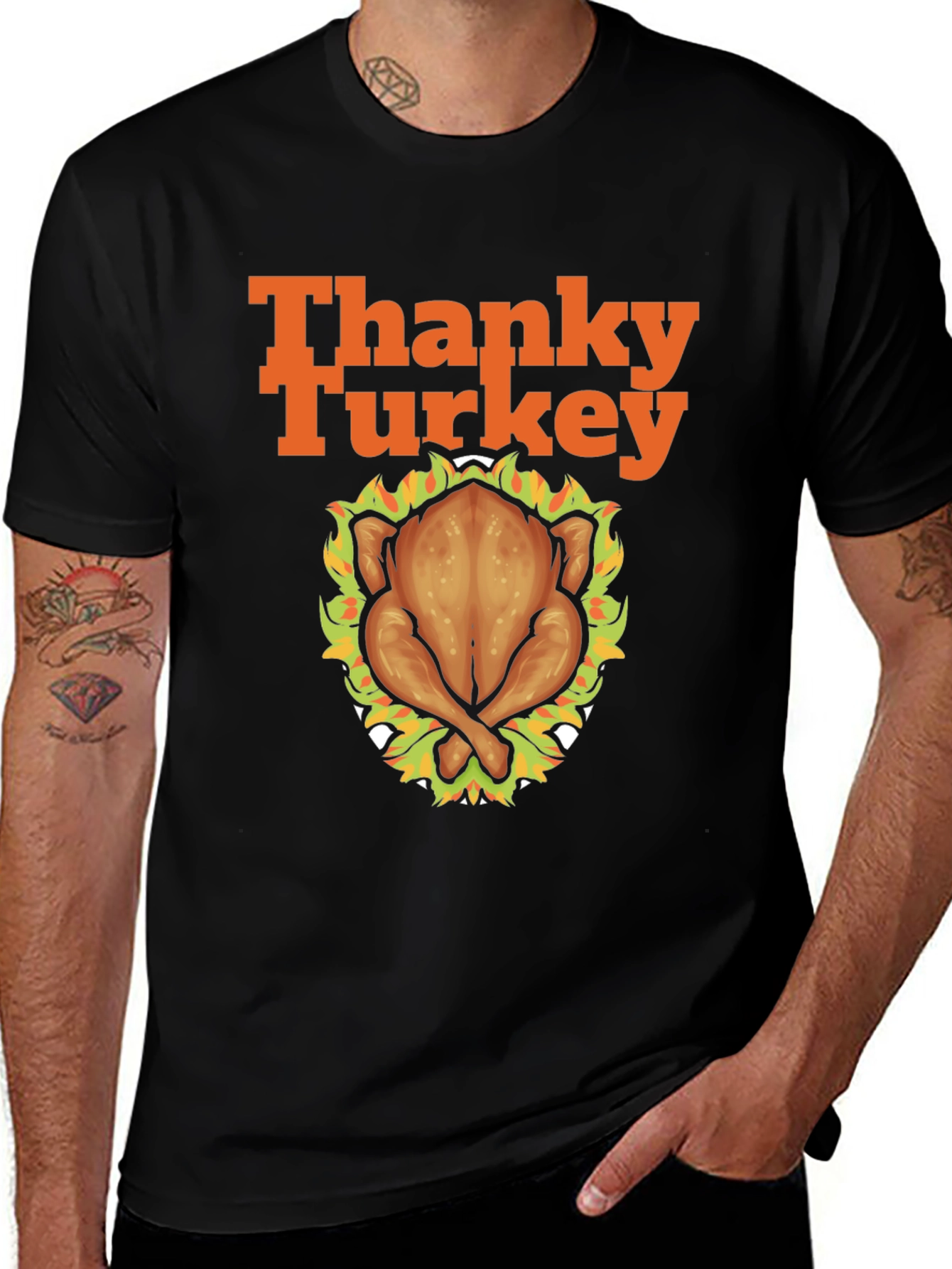 Thanky Turkey Thanksgiving T-Shirt - Roasted Turkey Graphic Tee