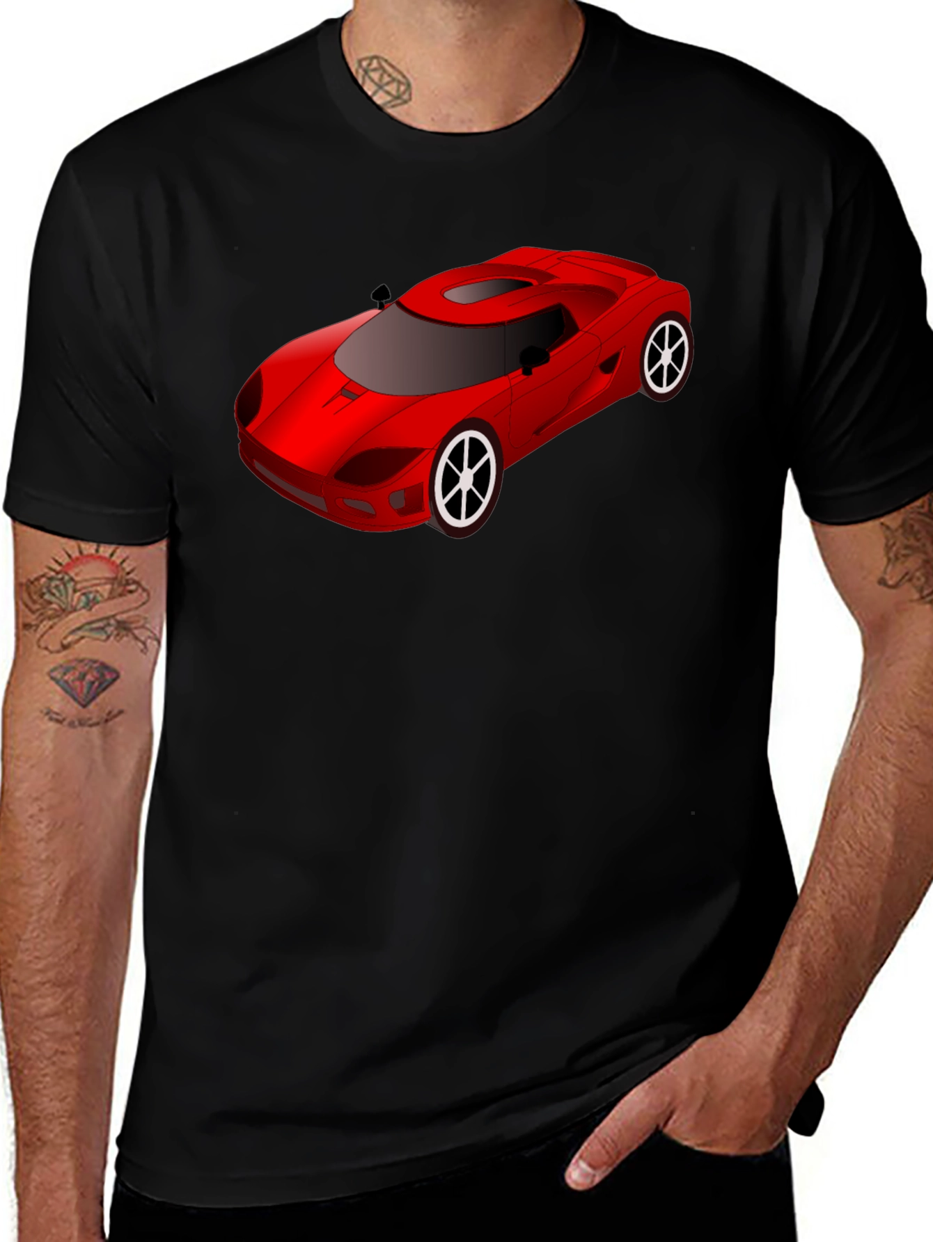 Red Car Graphic T-Shirt - Cool Car Lover Tee