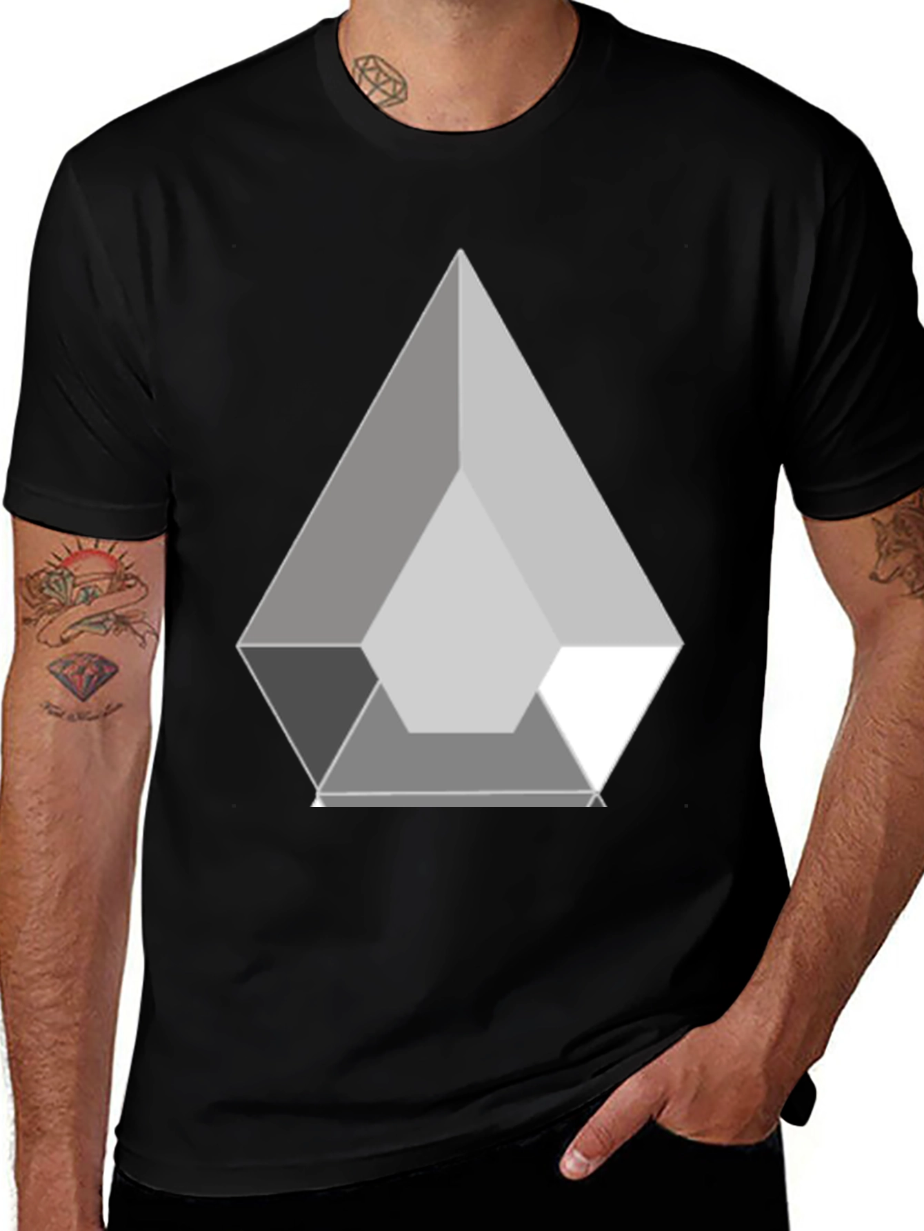Variant 21 of Geometric Prism Graphic Black T-Shirt