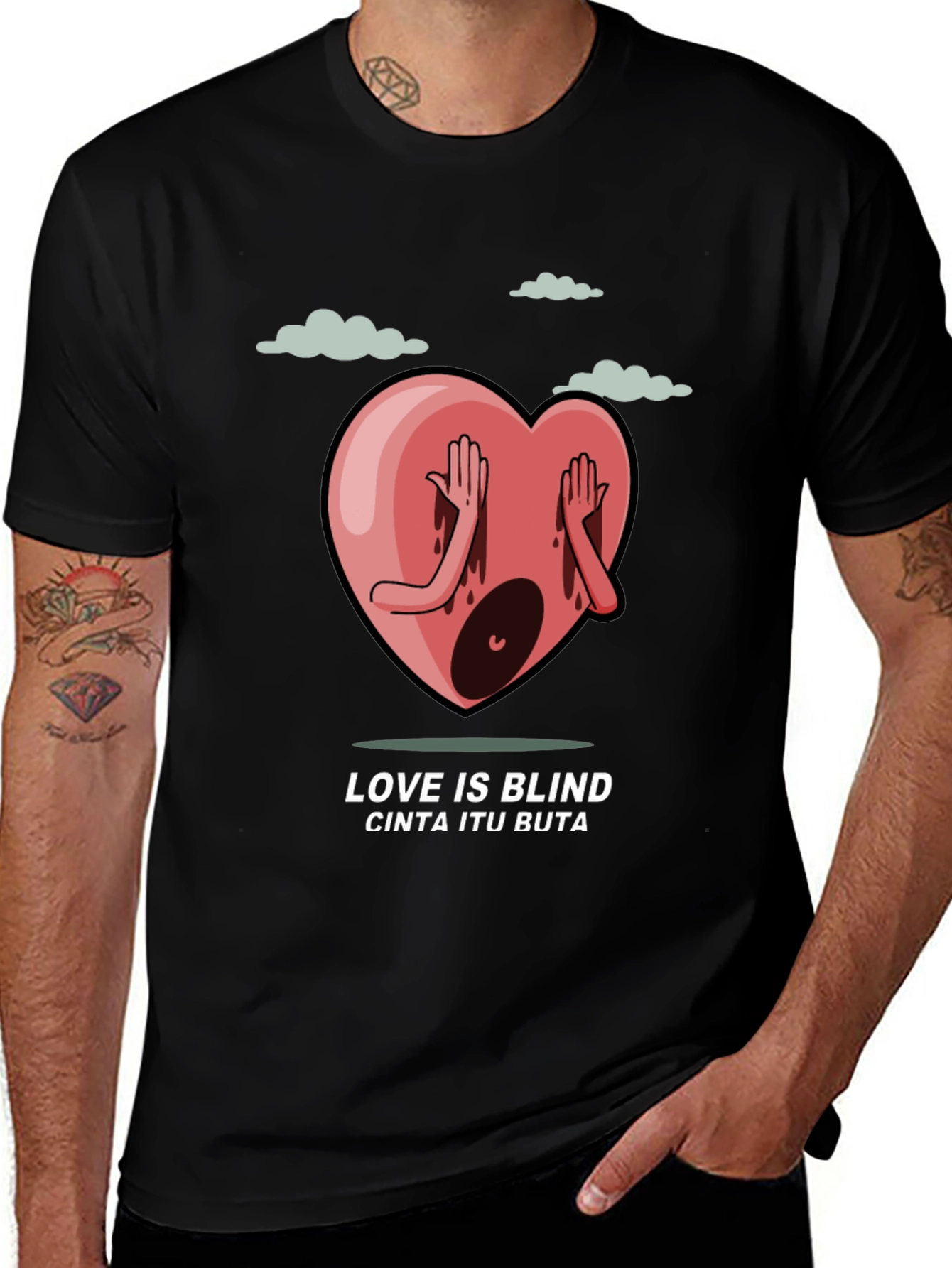 Variant 15 of Love is Blind Graphic Tee - Black Cotton Shirt