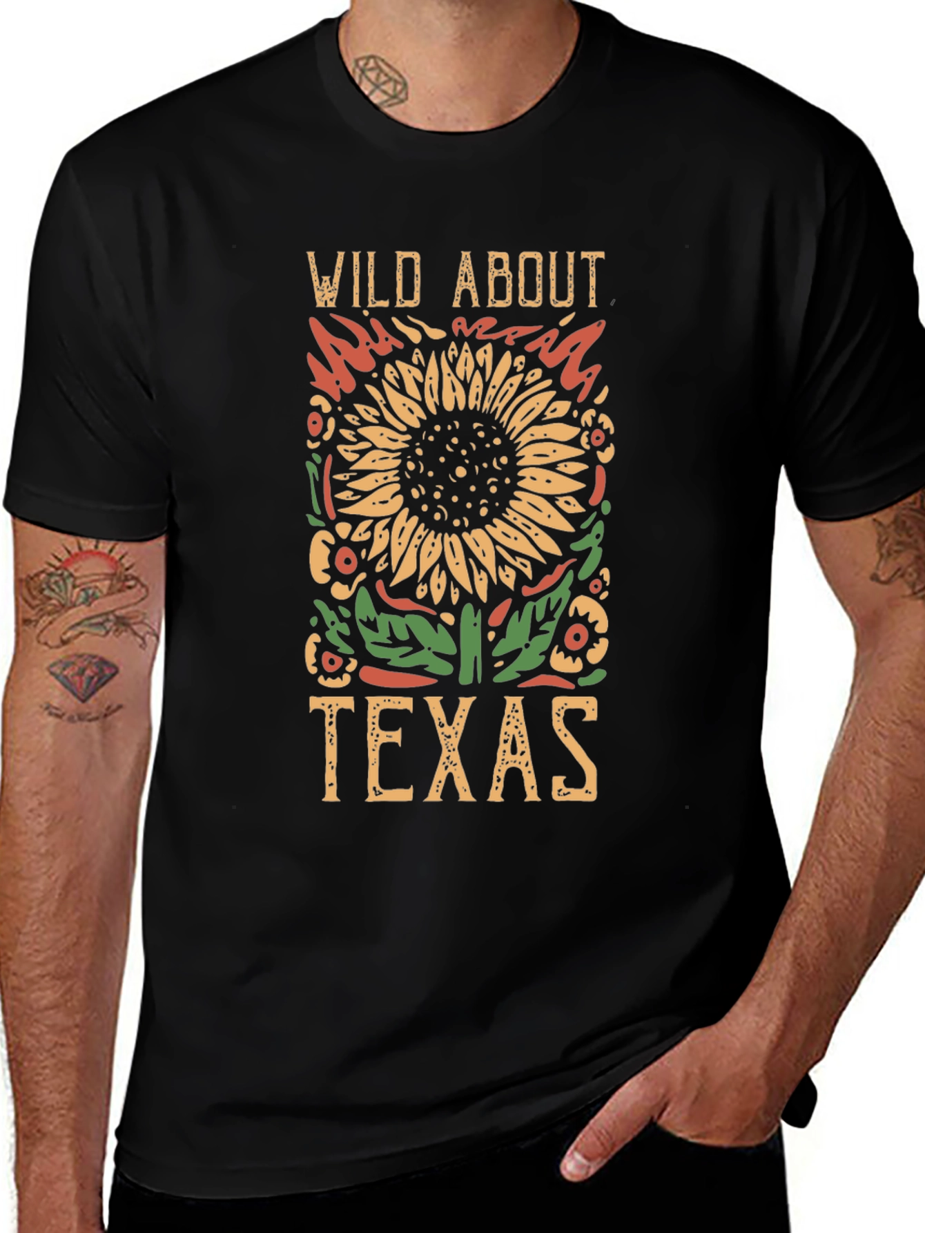 Wild About Texas Graphic Tee - Black Cotton T-Shirt