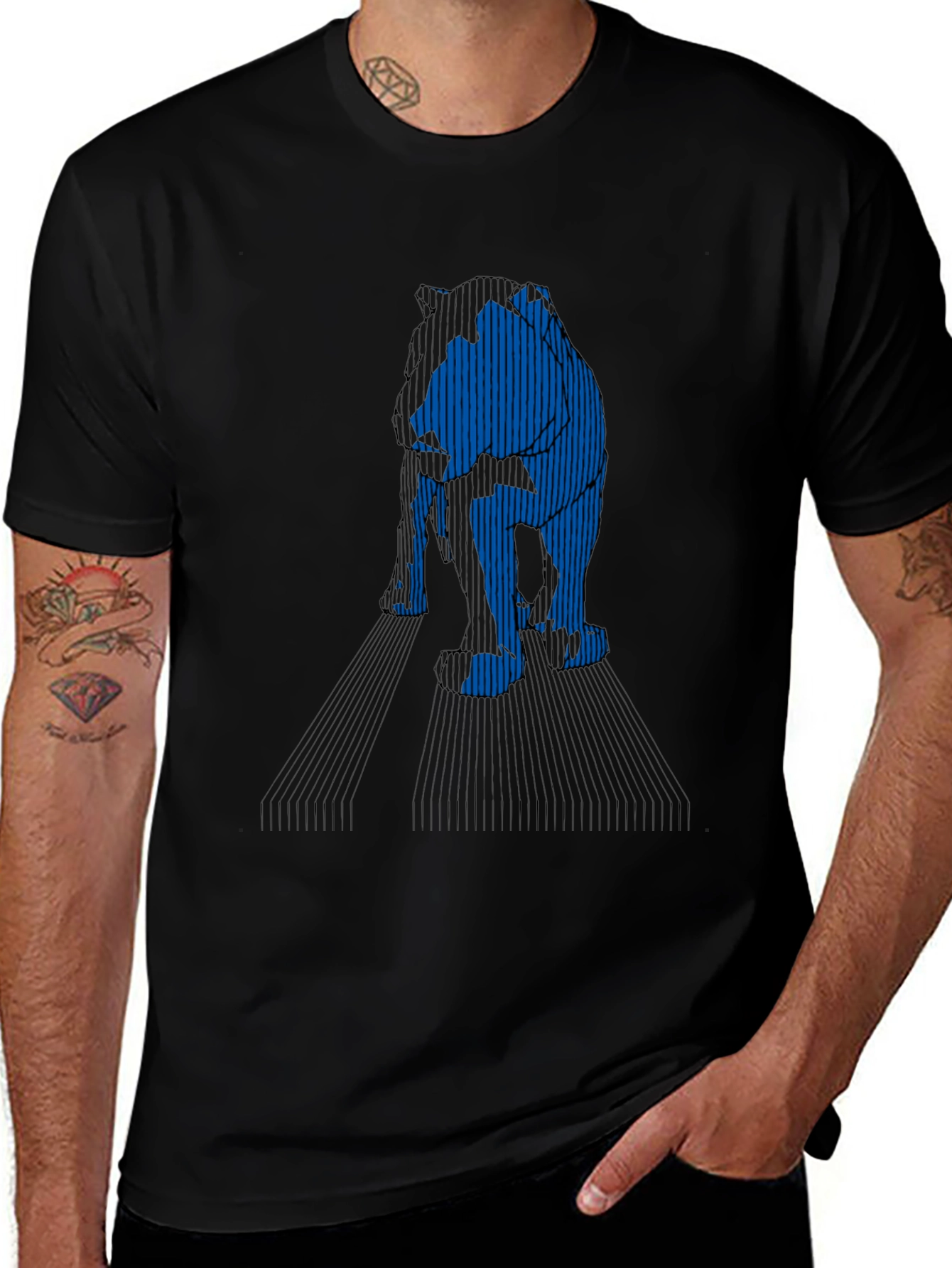 Variant 19 of Bear Graphic Black T-Shirt - Modern Style