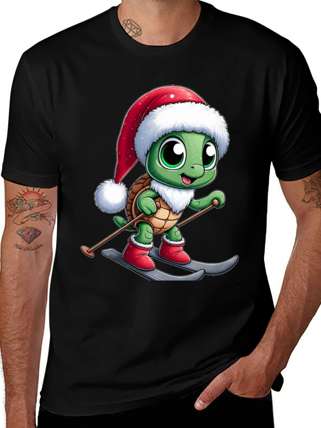 Variant 25 of Festive Turtle Skiing Christmas T-Shirt