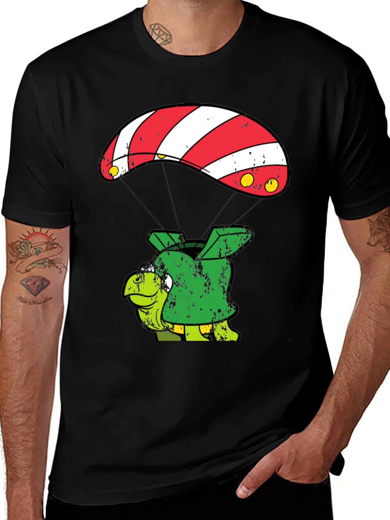 Variant 6 of Parachute Turtle T-Shirt Funny Design