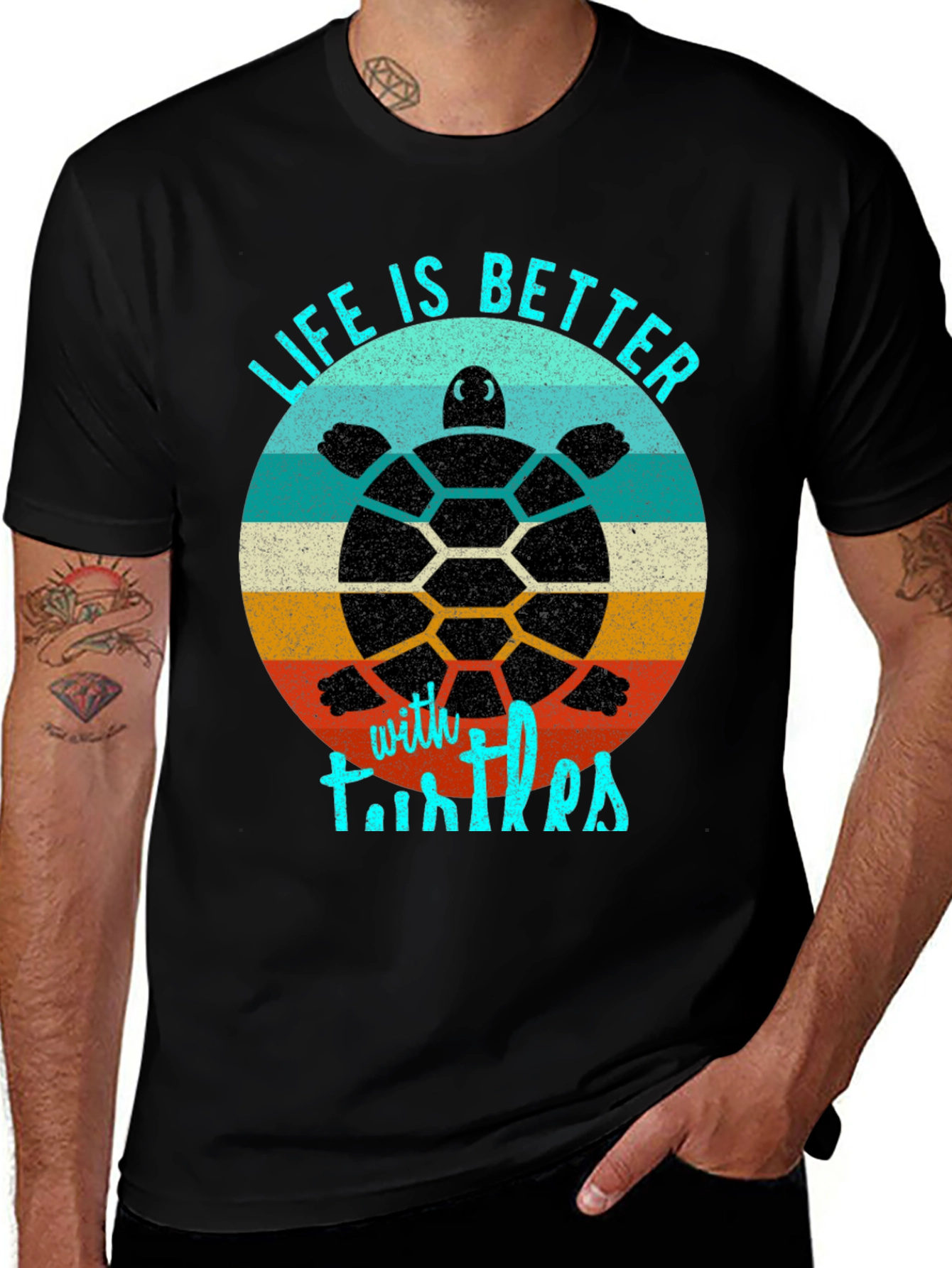 Black Life is Better with Turtles Graphic Tee main image