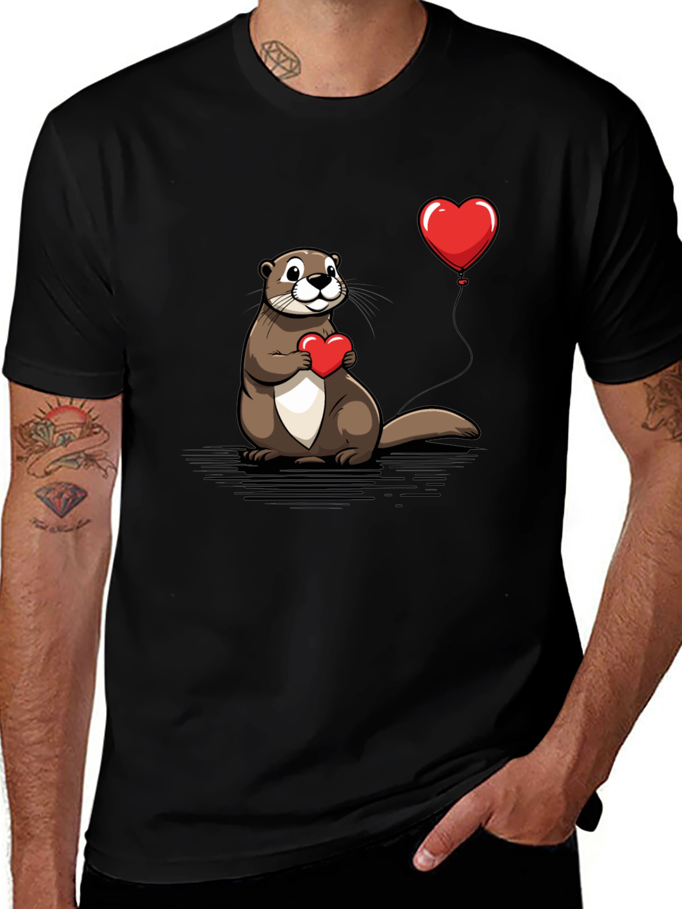 Variant 26 of Otter Love T-Shirt - Heart Balloon Graphic Tee