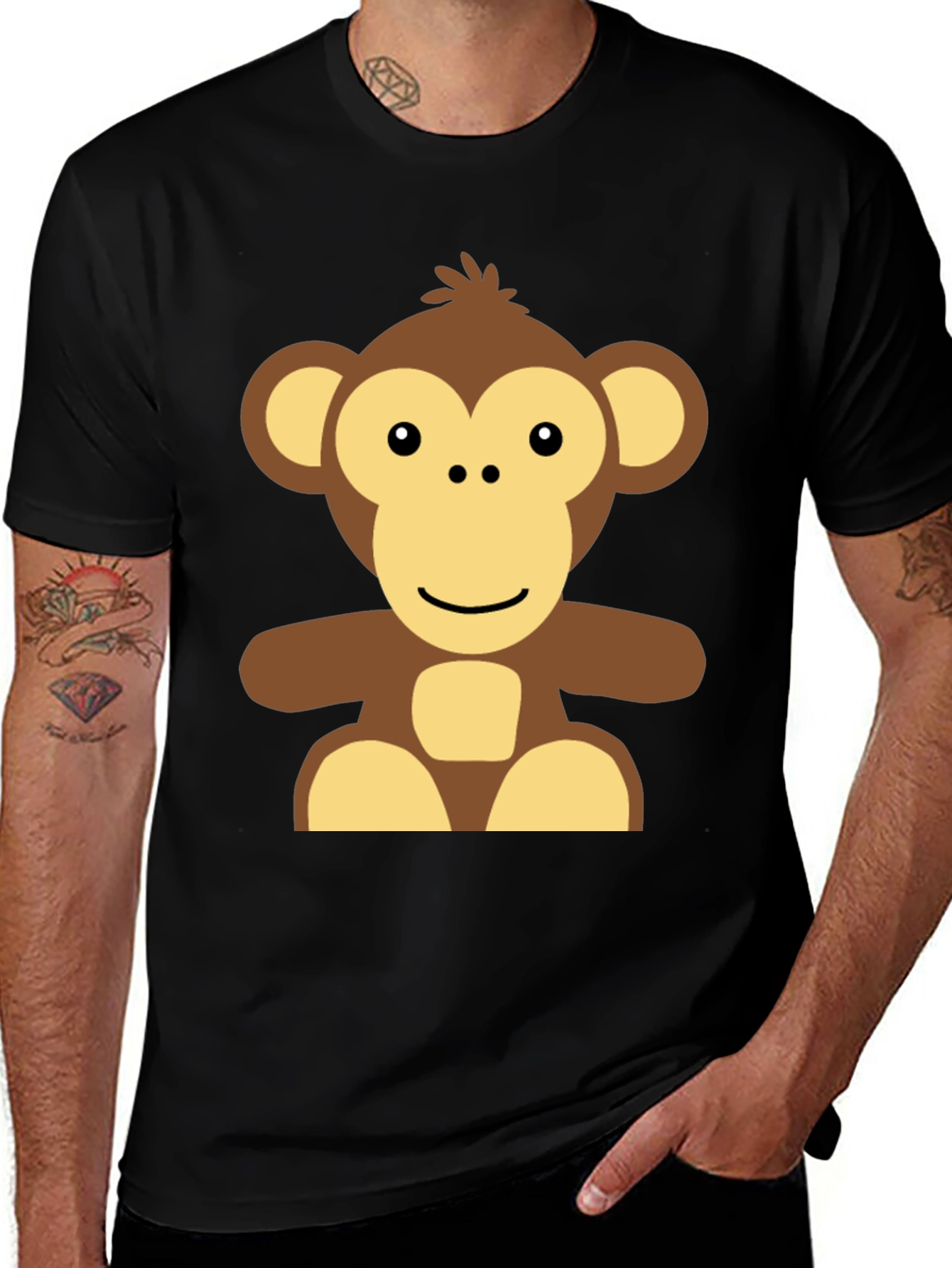 Variant 15 of Monkey Graphic Black T-Shirt - Casual Wear