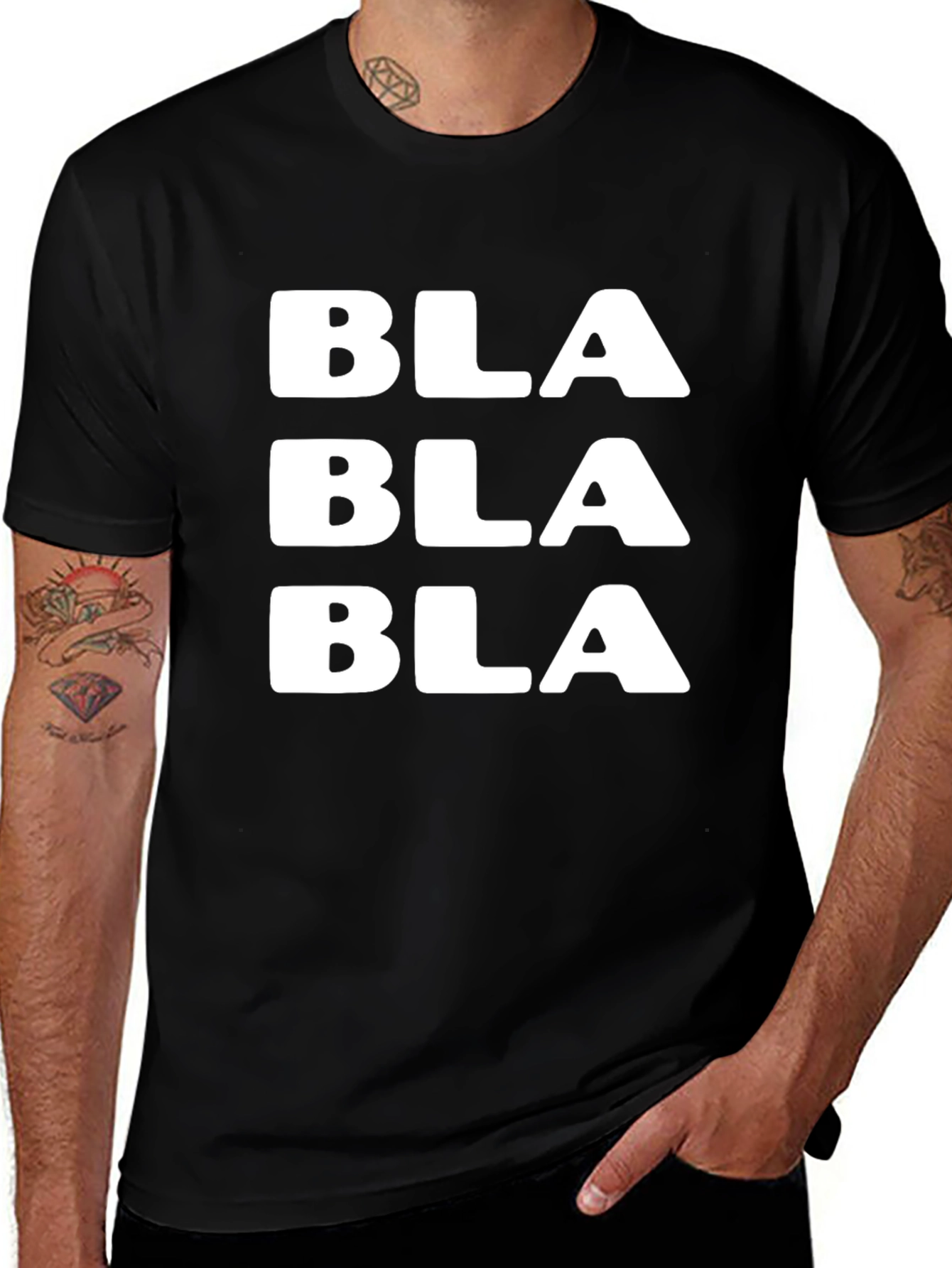Variant 28 of Bla Bla Bla Graphic Tee - Black Cotton T-Shirt