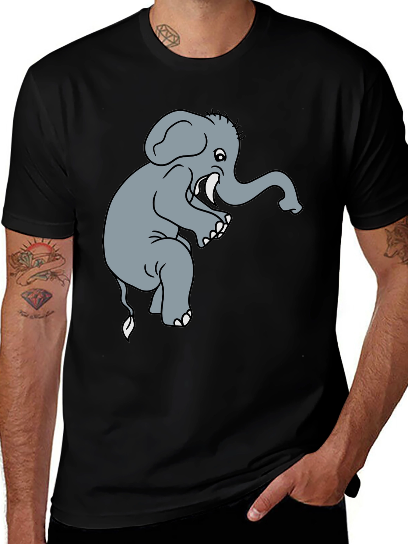 Variant 6 of Elephant Graphic Tee - Black Cotton T-Shirt