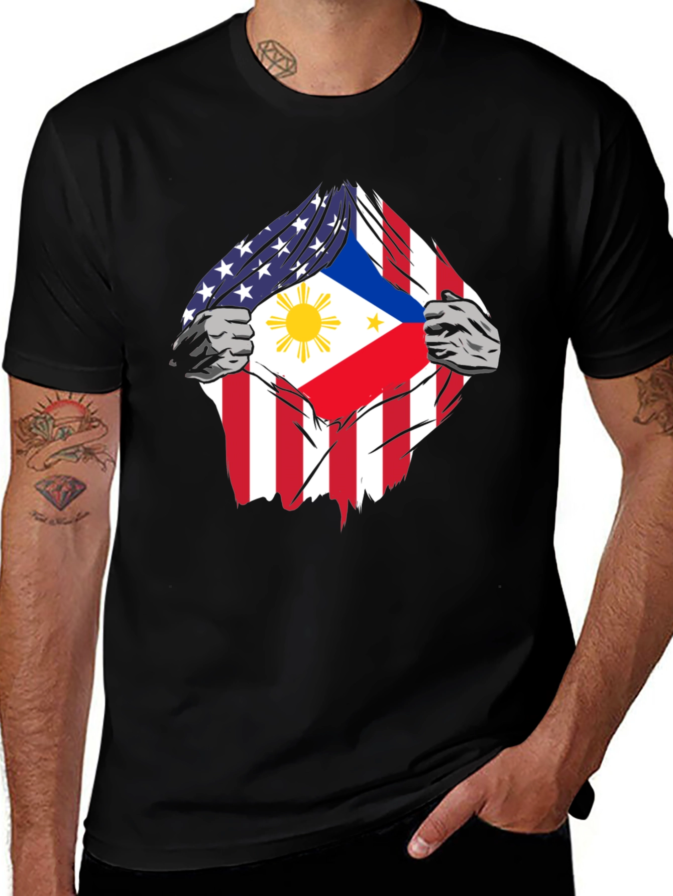Variant 12 of USA Philippines Flag Graphic T-Shirt