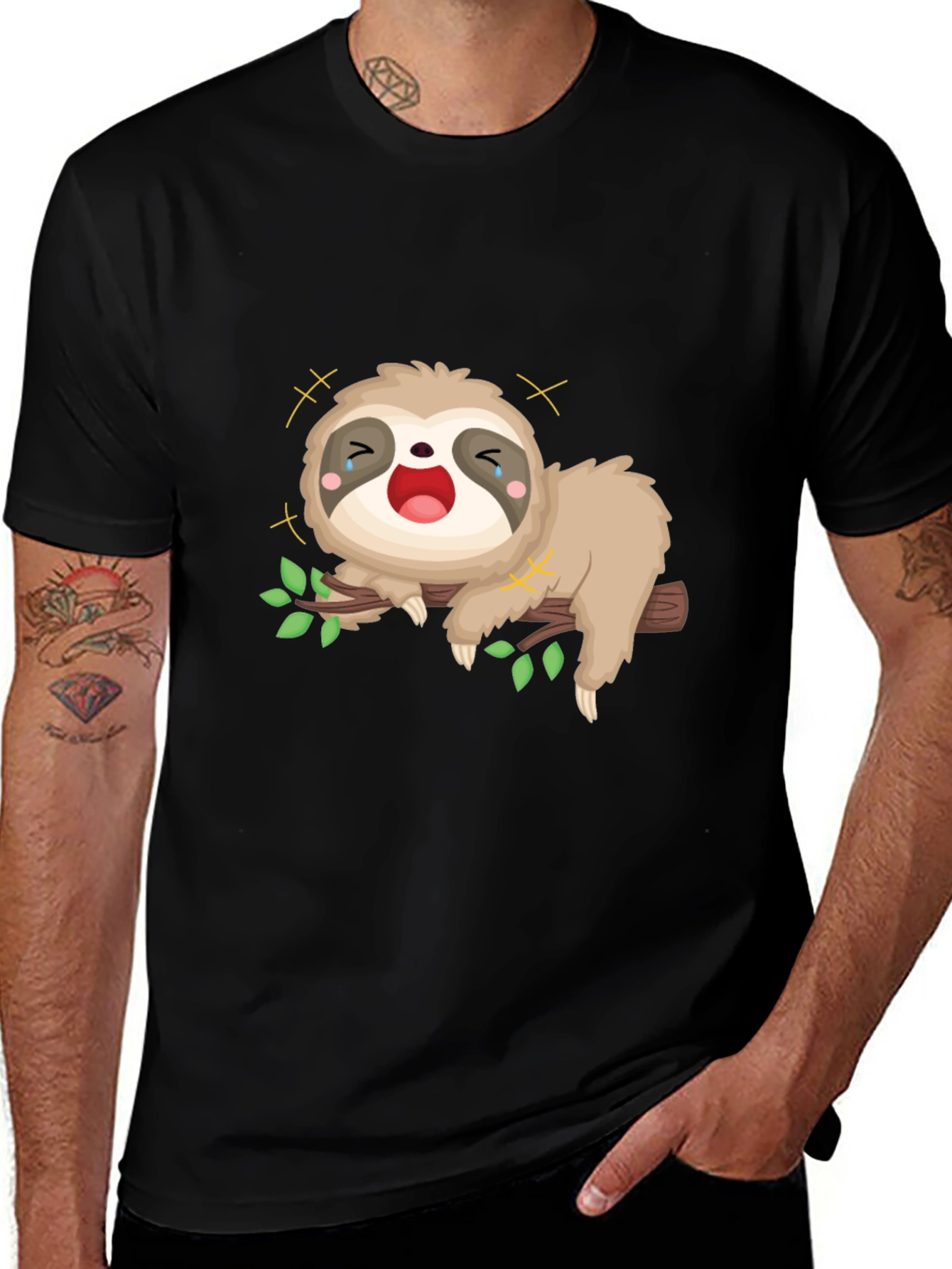 Variant 13 of Sloth Graphic Tee - Unisex Black T-Shirt