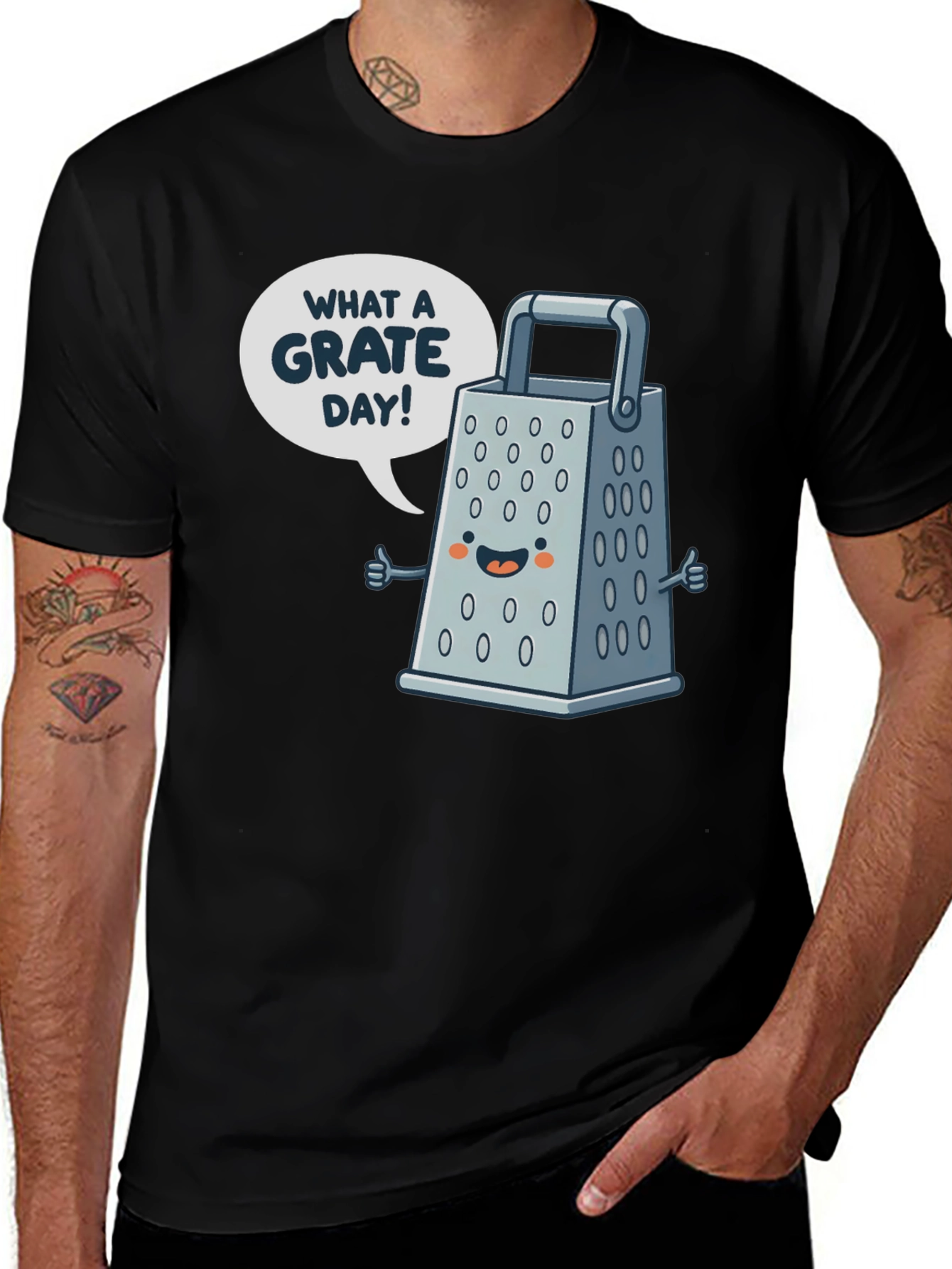 What A Grate Day T-Shirt - Funny Cartoon Grater Tee