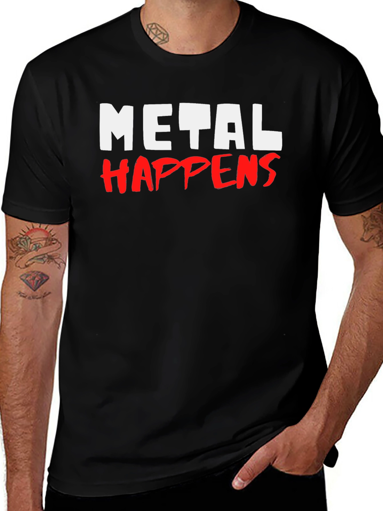 Variant 10 of Metal Happens Graphic Print Black T-Shirt