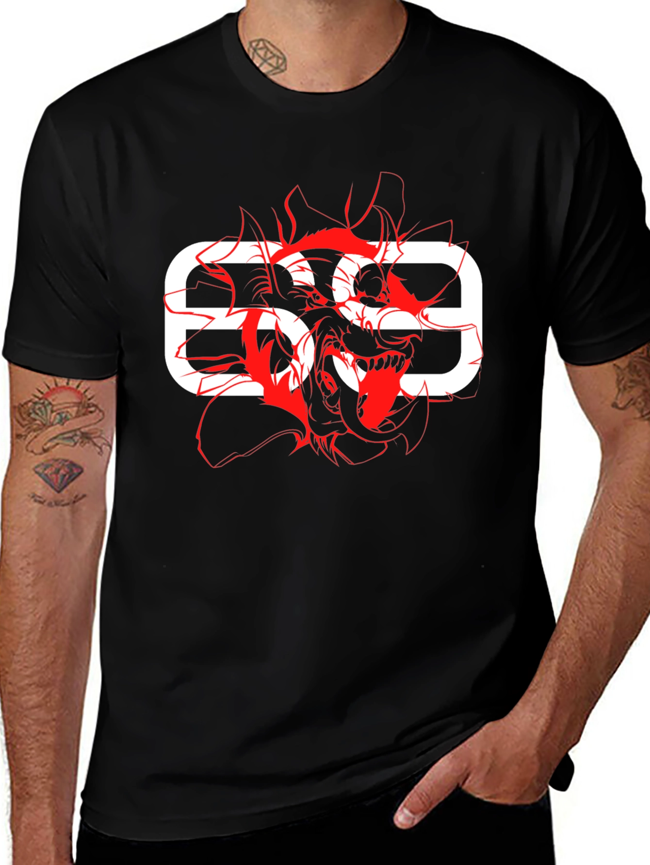 Variant 24 of Men's Black Graphic Tee - 69 Devil Design