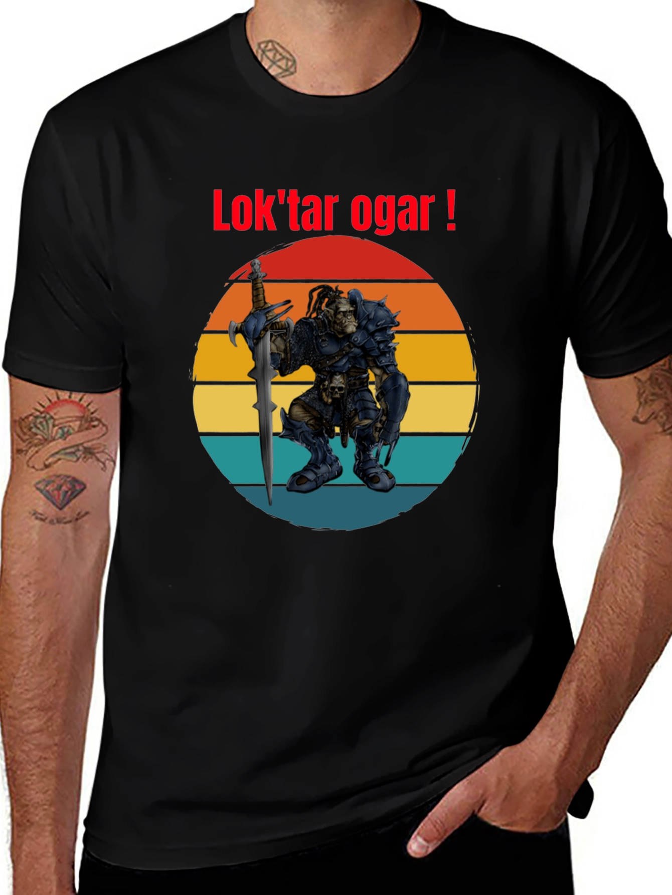 Lok'tar Ogar Orc Warrior T-Shirt - Black Cotton Tee