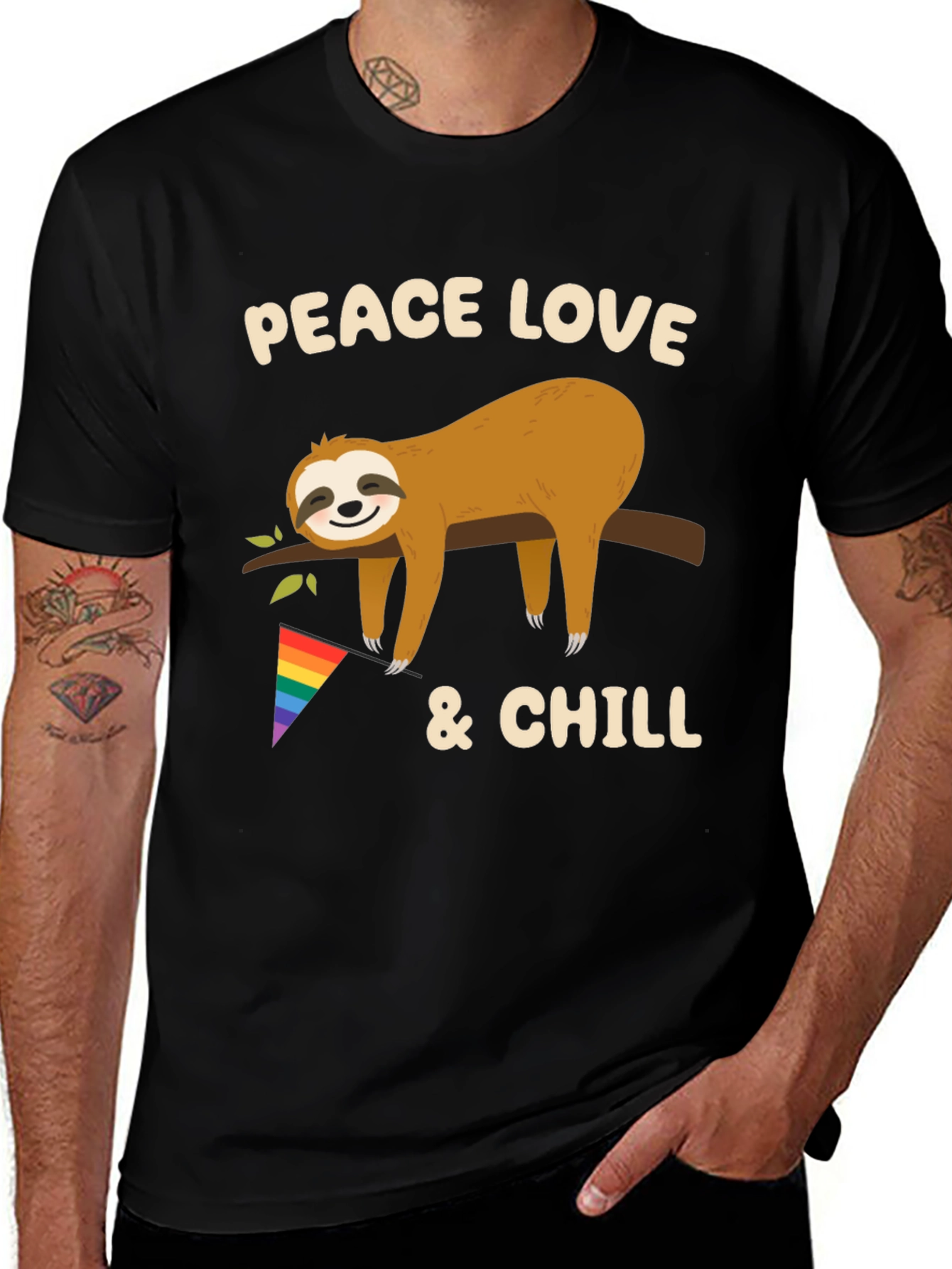 Variant 18 of Peace Love & Chill Sloth Graphic T-Shirt