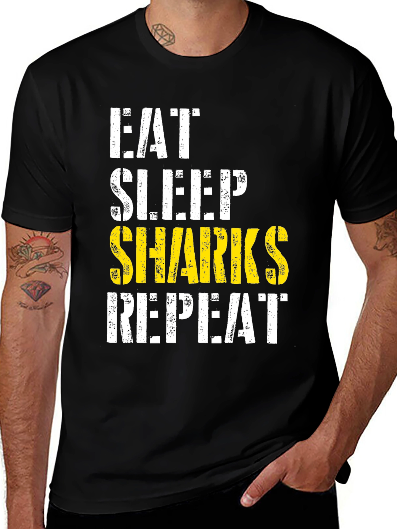 Eat Sleep Sharks Repeat Graphic Tee