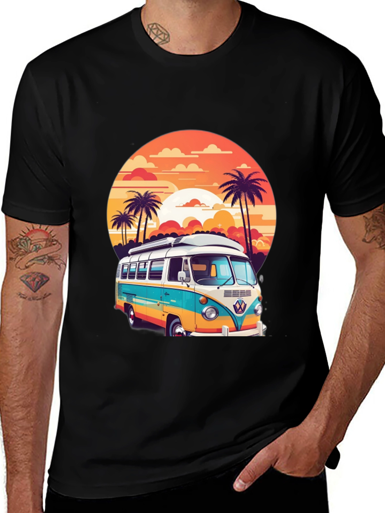 Retro VW Bus Sunset Graphic Tee