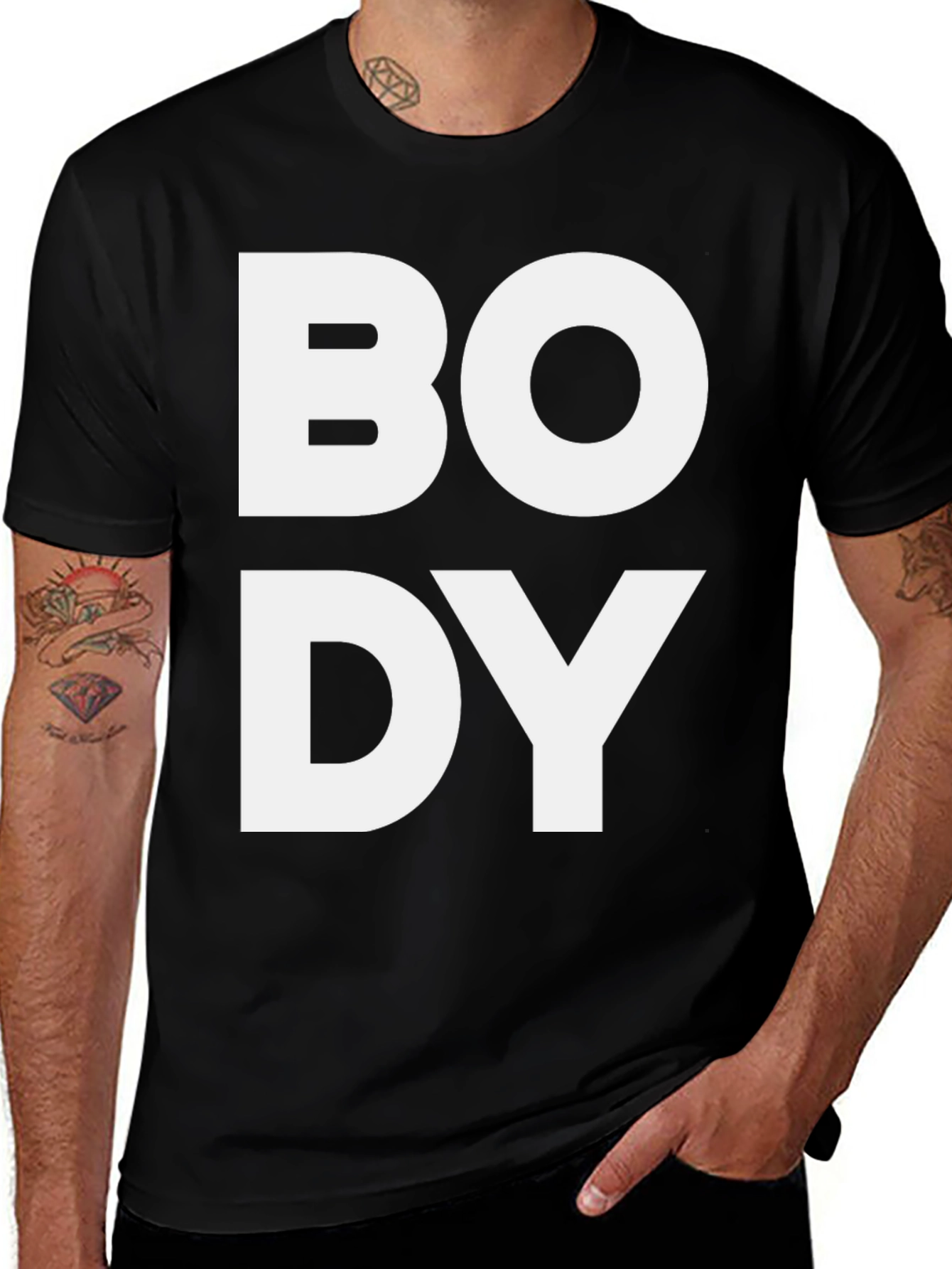 Variant 24 of Bold BODY Graphic Tee - Black Cotton T-Shirt