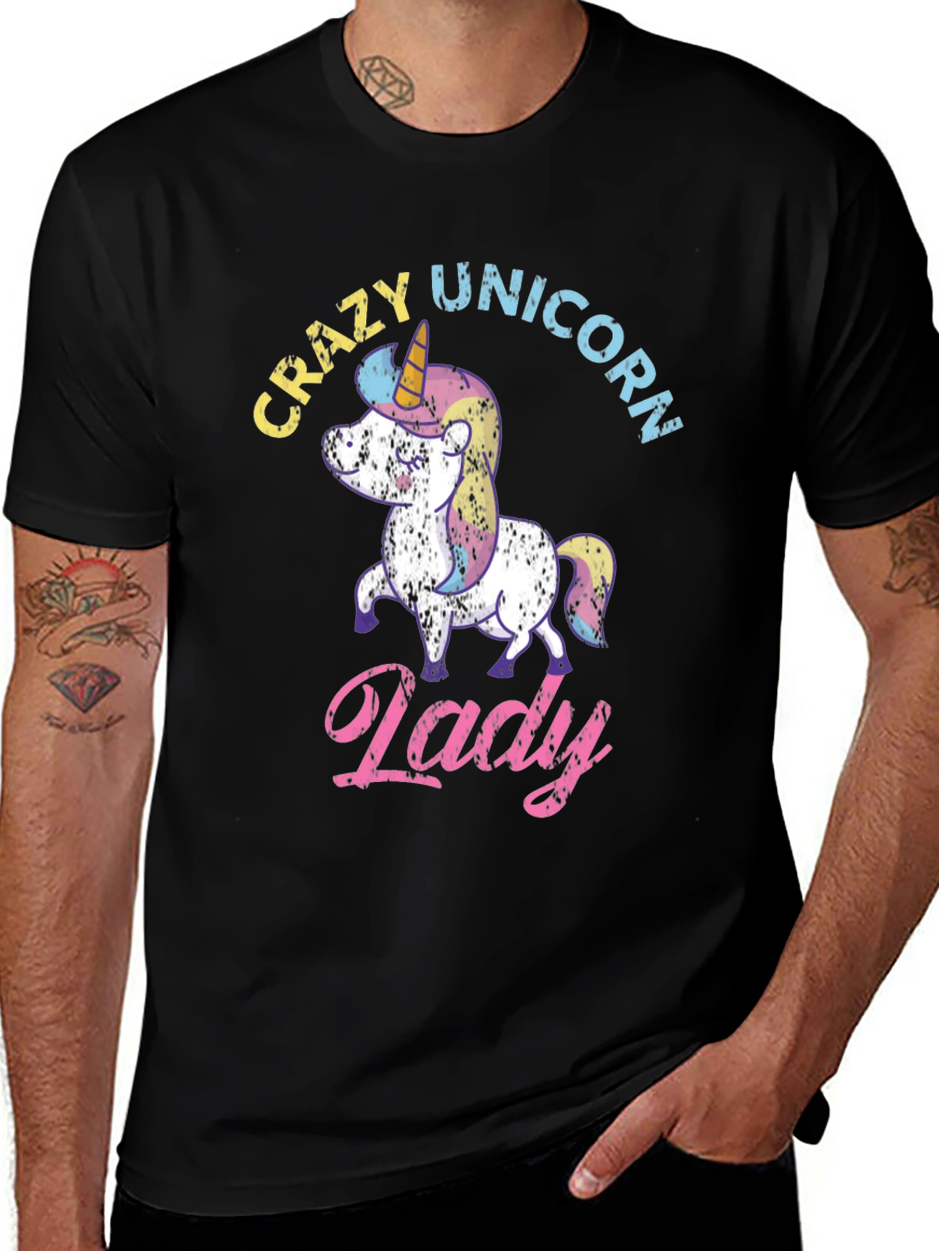 Variant 14 of Crazy Unicorn Lady T-Shirt - Cute & Unique Design