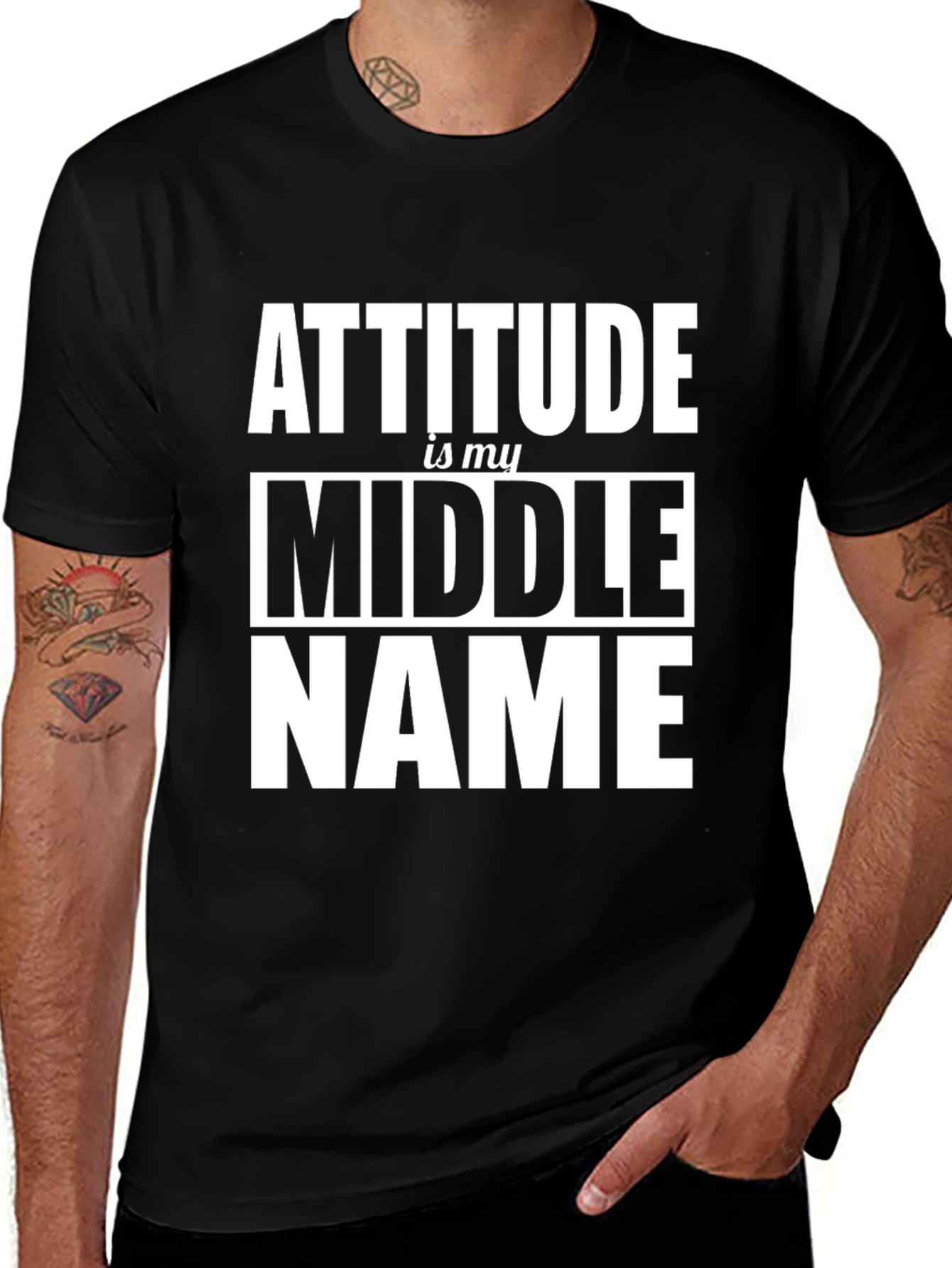 Variant 12 of Attitude Is My Middle Name Black Graphic Tee