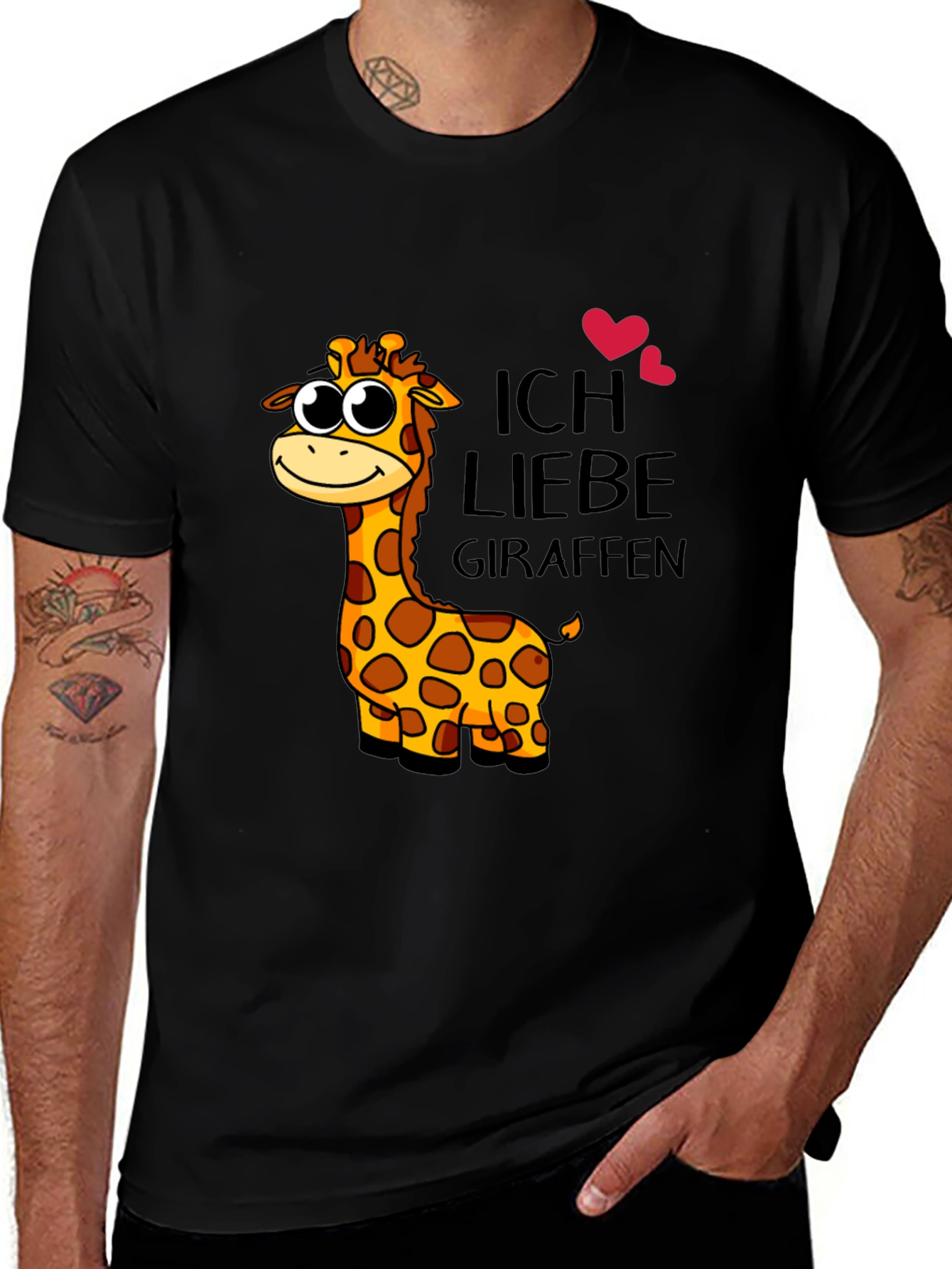 Variant 22 of I Love Giraffes Black T-Shirt