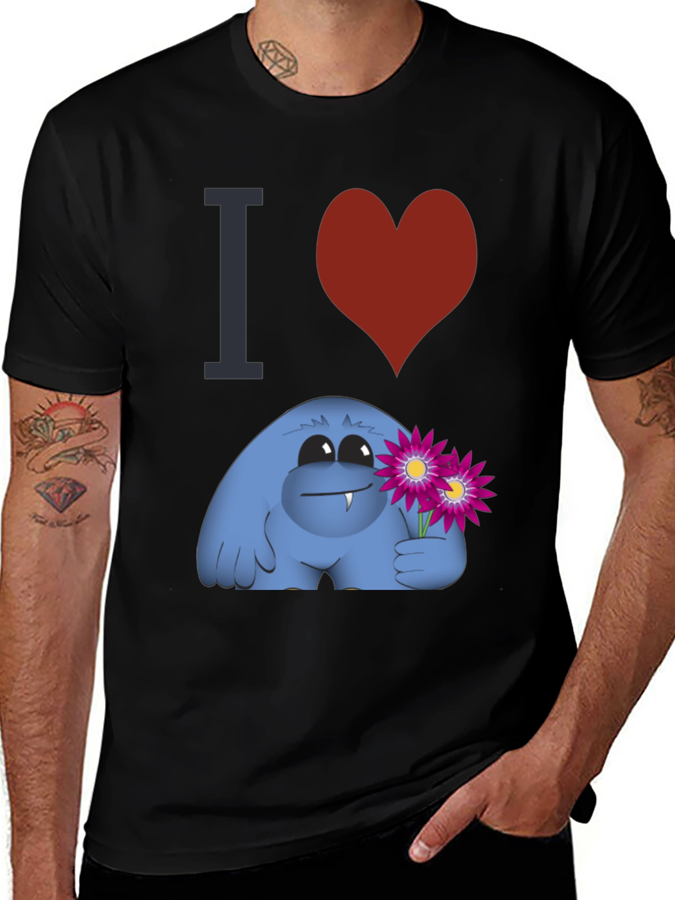 Variant 14 of I Heart Monster with Flowers Graphic Tee