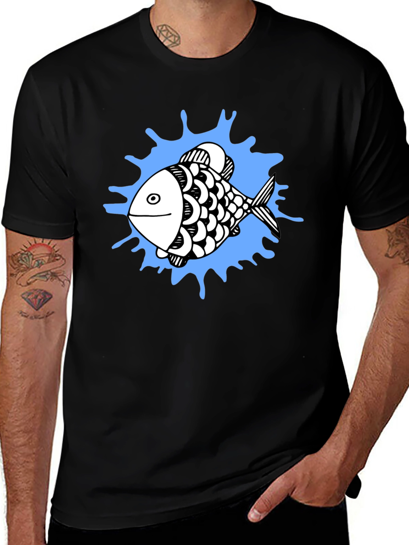 Variant 10 of Black Fish Splash Graphic Tee