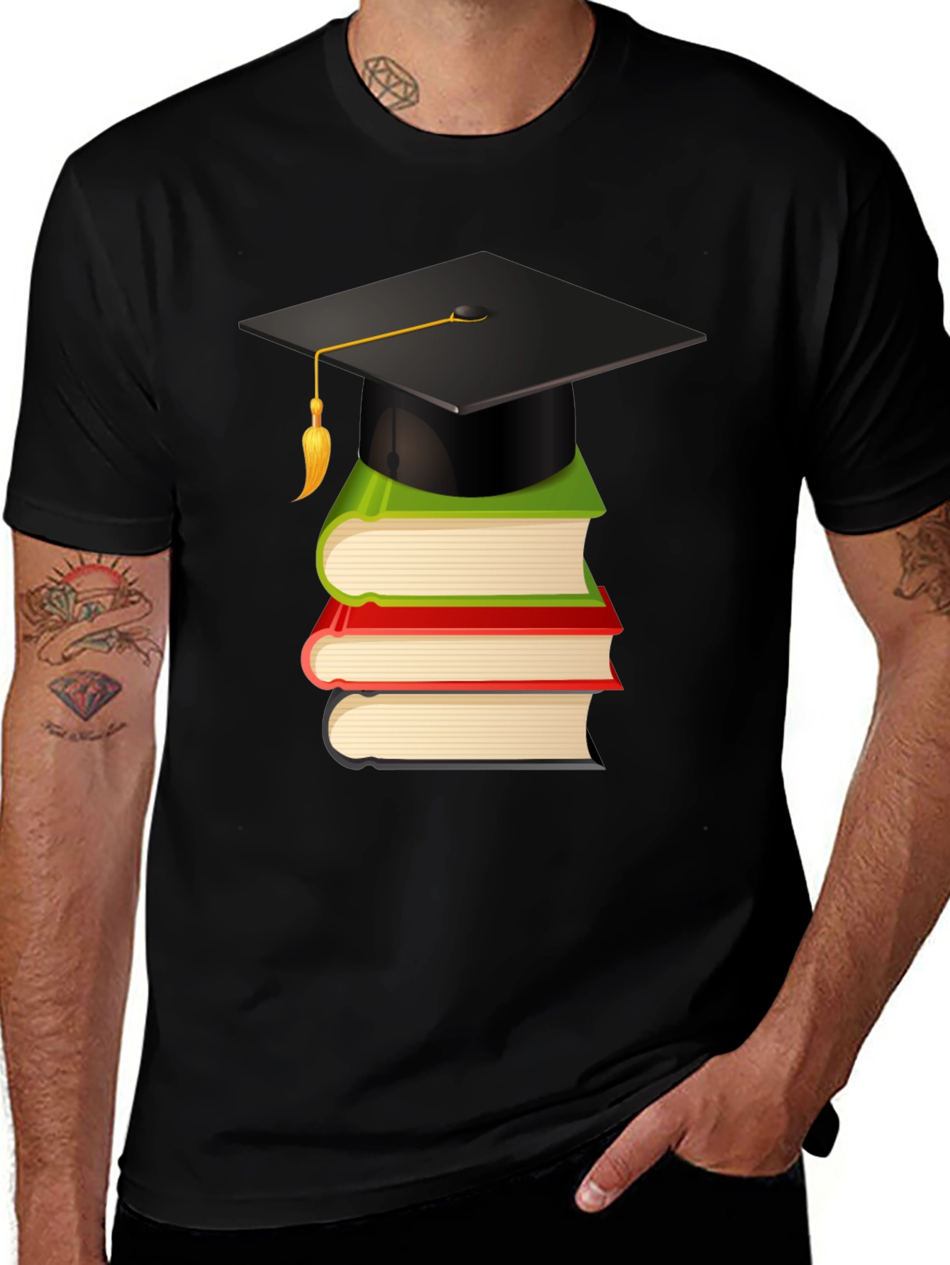 Graduation Cap on Books T-Shirt