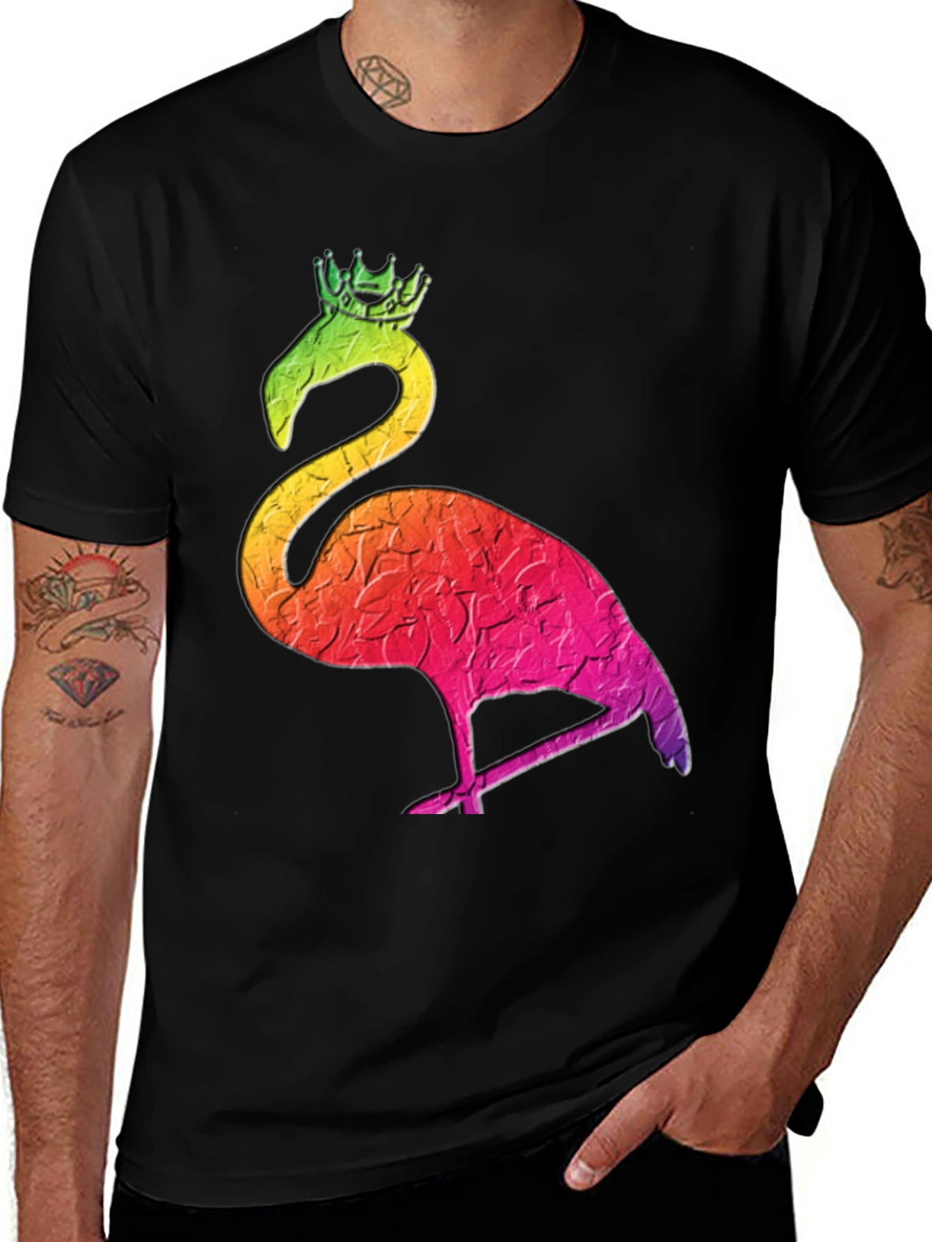 Variant 9 of Rainbow Flamingo King Graphic Tee