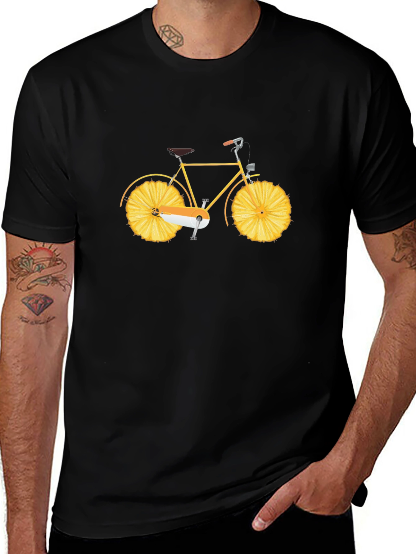 Variant 30 of Novelty T-Shirt - Bike with Pineapple Wheels