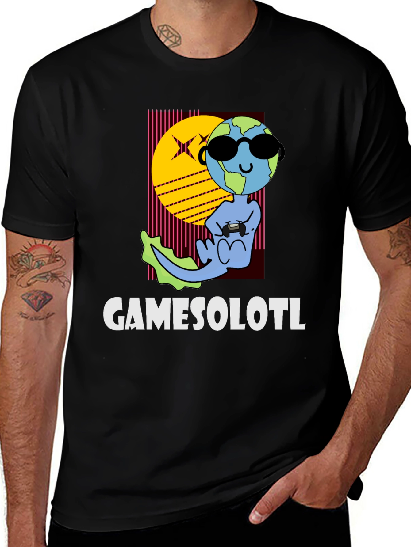 Variant 21 of Gamesolotl Black Cotton Graphic T-Shirt
