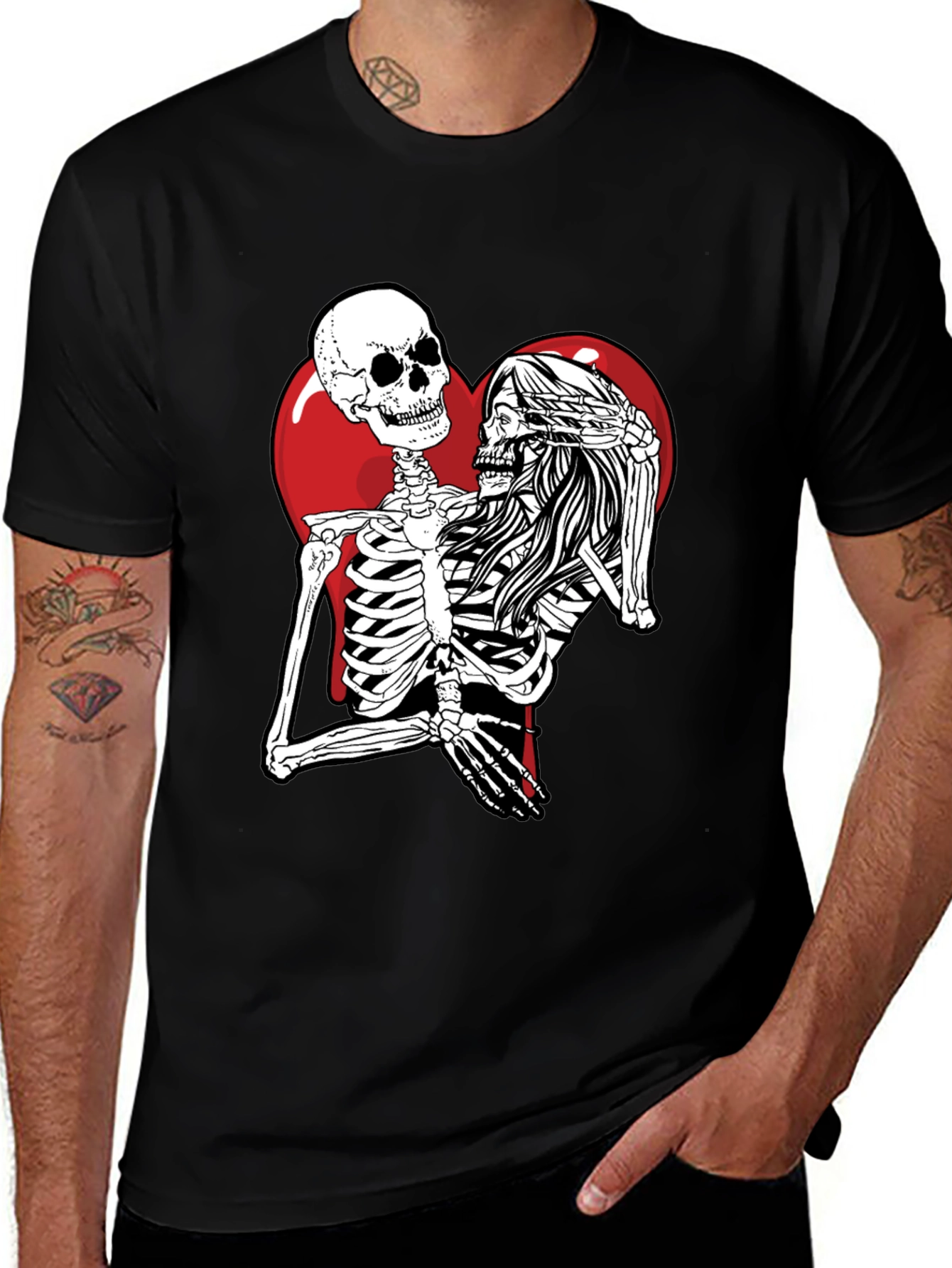 Variant 17 of Skeleton Love Heart Graphic T-Shirt