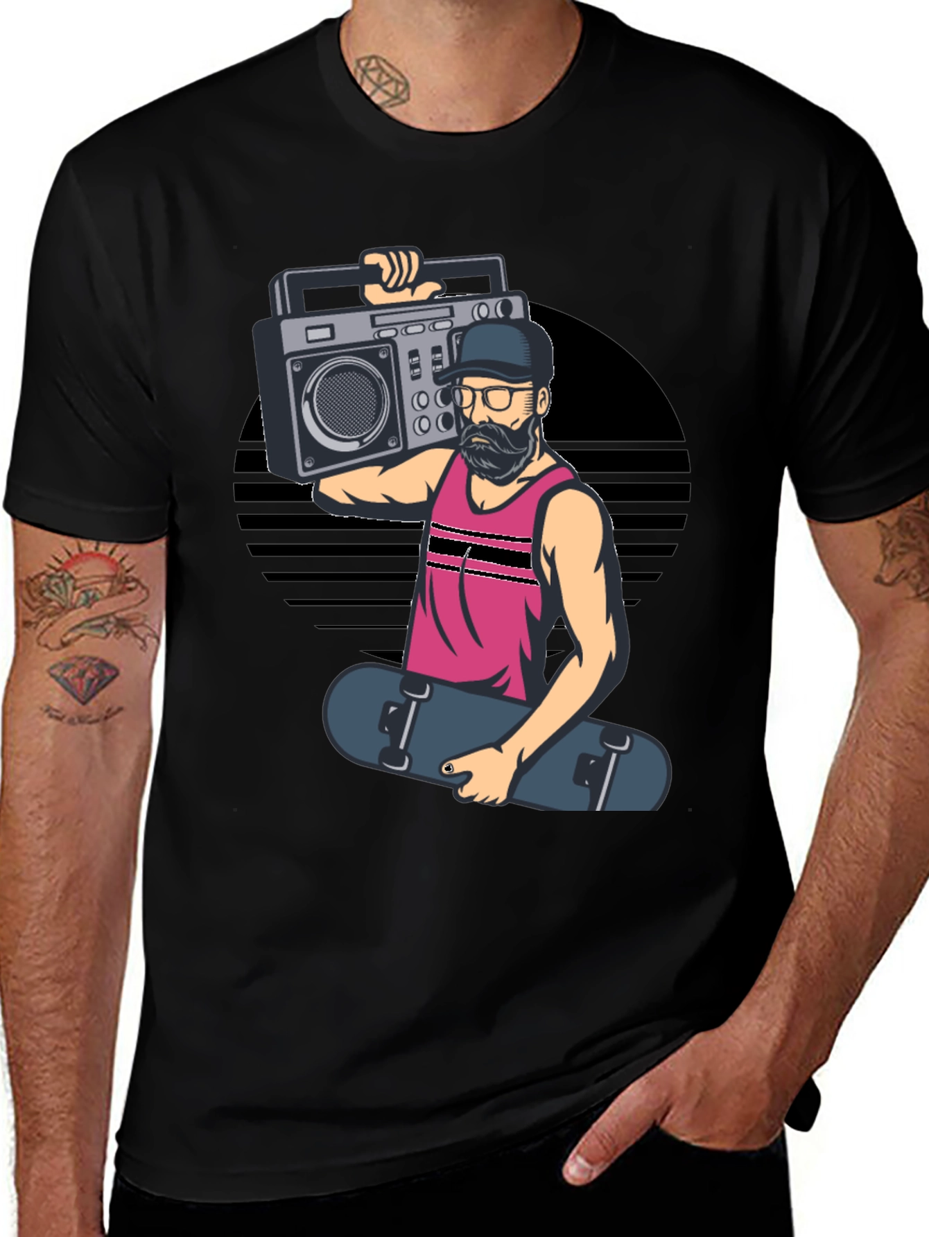 Variant 6 of Retro Boombox Skater Graphic Tee