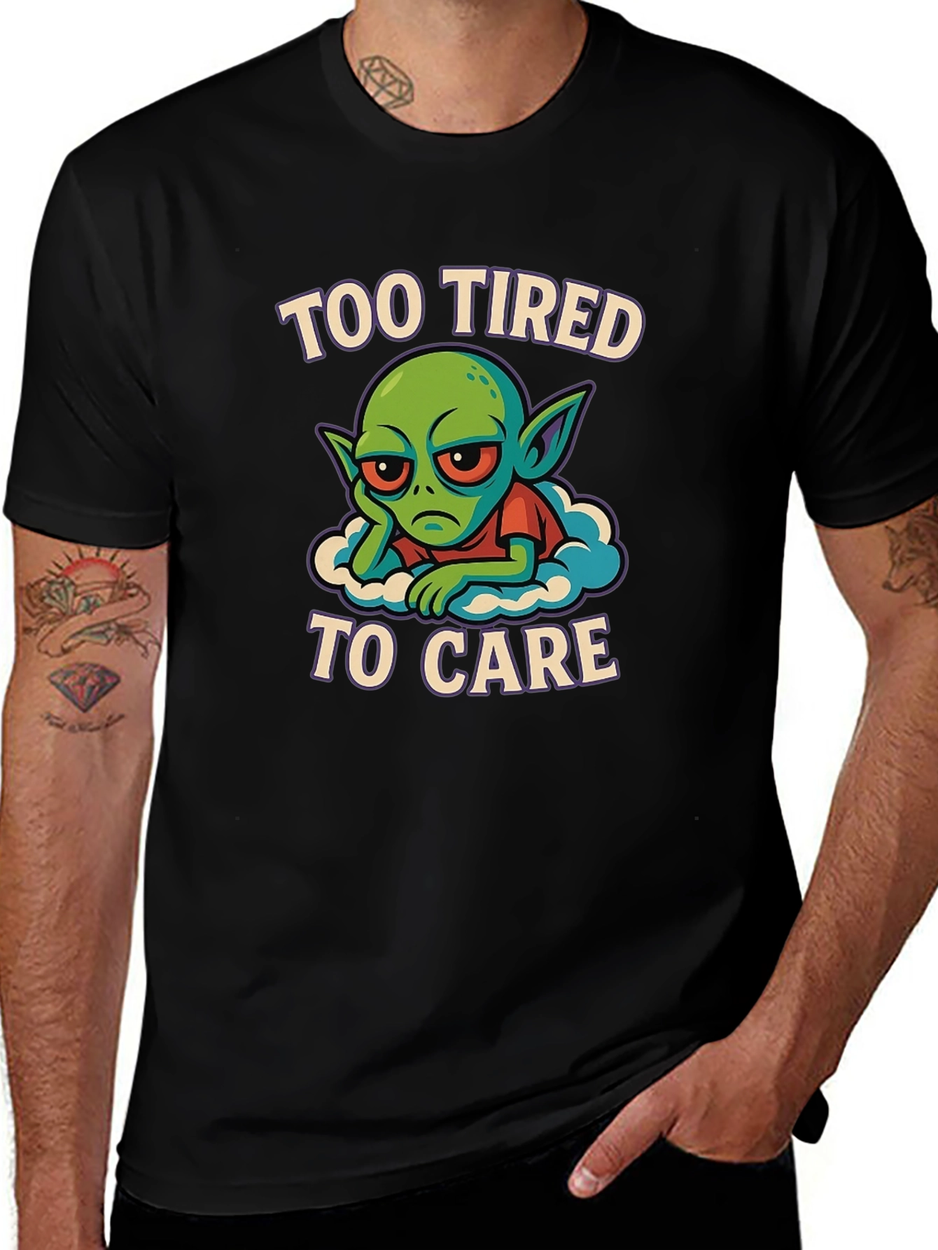 Variant 19 of Too Tired to Care Graphic Tee