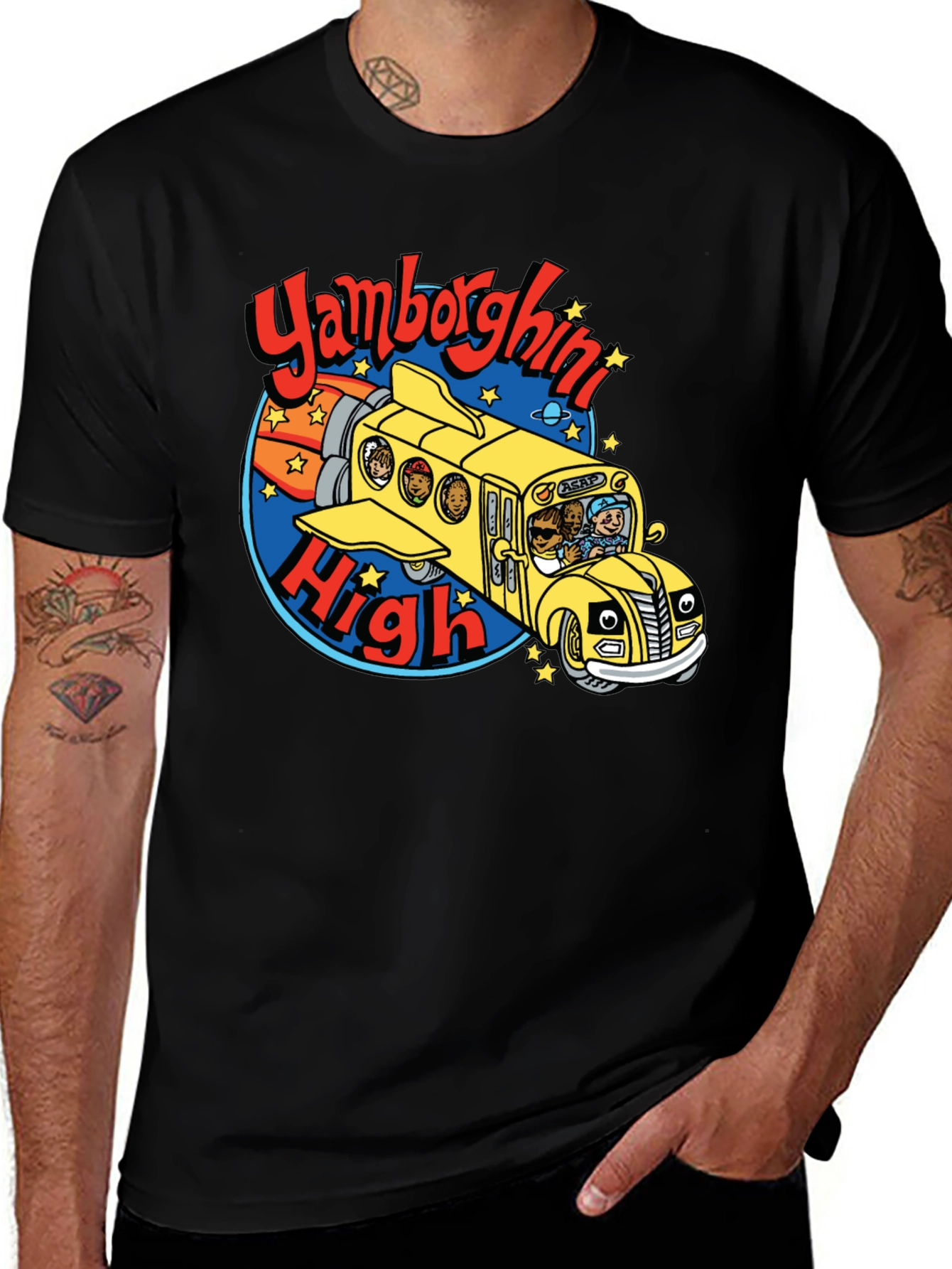 Yamborghini High T-Shirt - Retro Rocket School Bus Tee