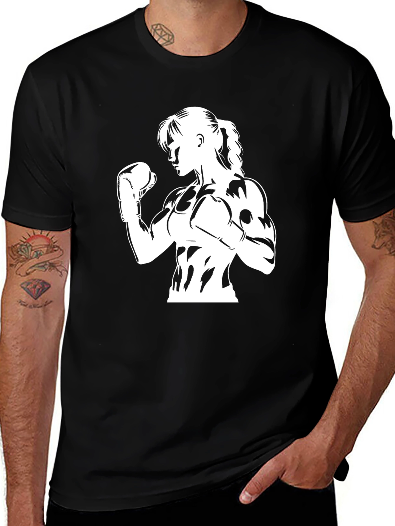 Variant 29 of Boxer Girl Graphic Tee - Black Cotton T-Shirt
