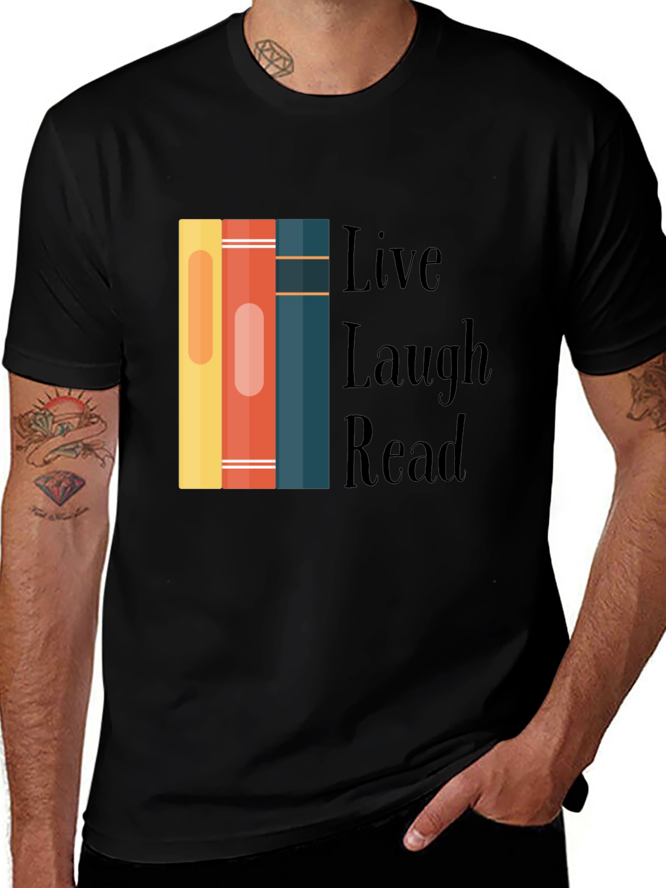 Variant 3 of Live Laugh Read Bookworm Graphic Tee