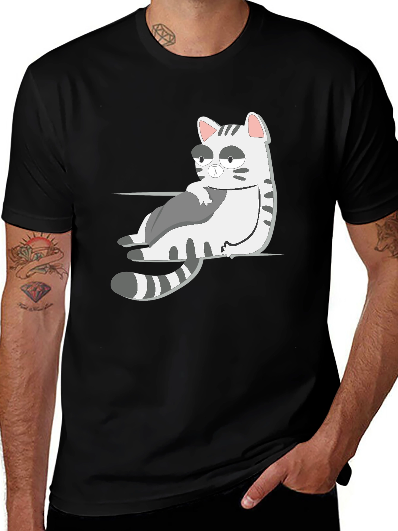 Variant 23 of Cool Cat Graphic Tee - Black Cotton Casual T-Shirt