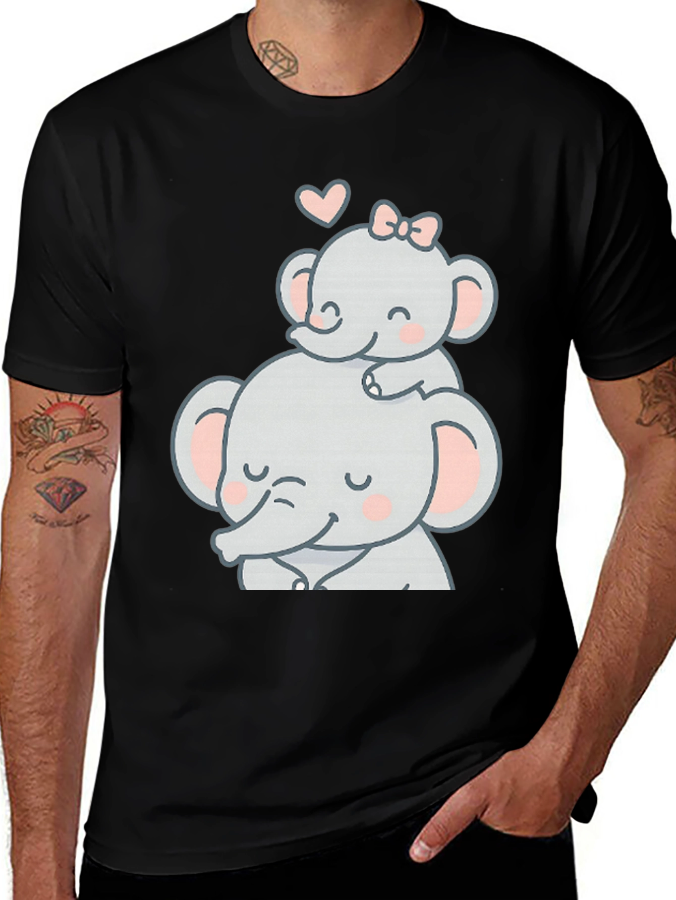 Variant 9 of Cute Elephant Mom & Baby Graphic Tee