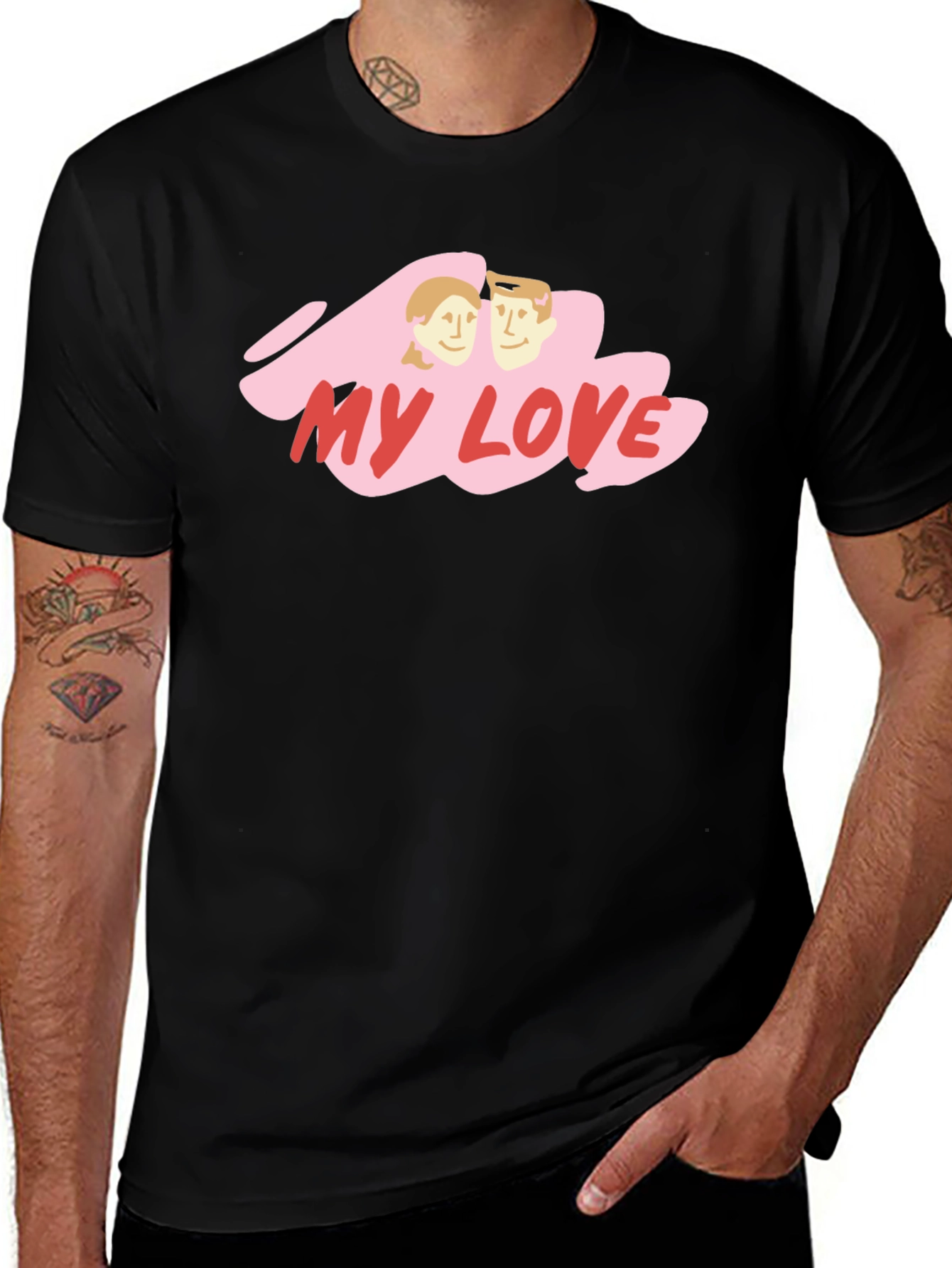 Variant 5 of My Love Graphic Print Black T-Shirt